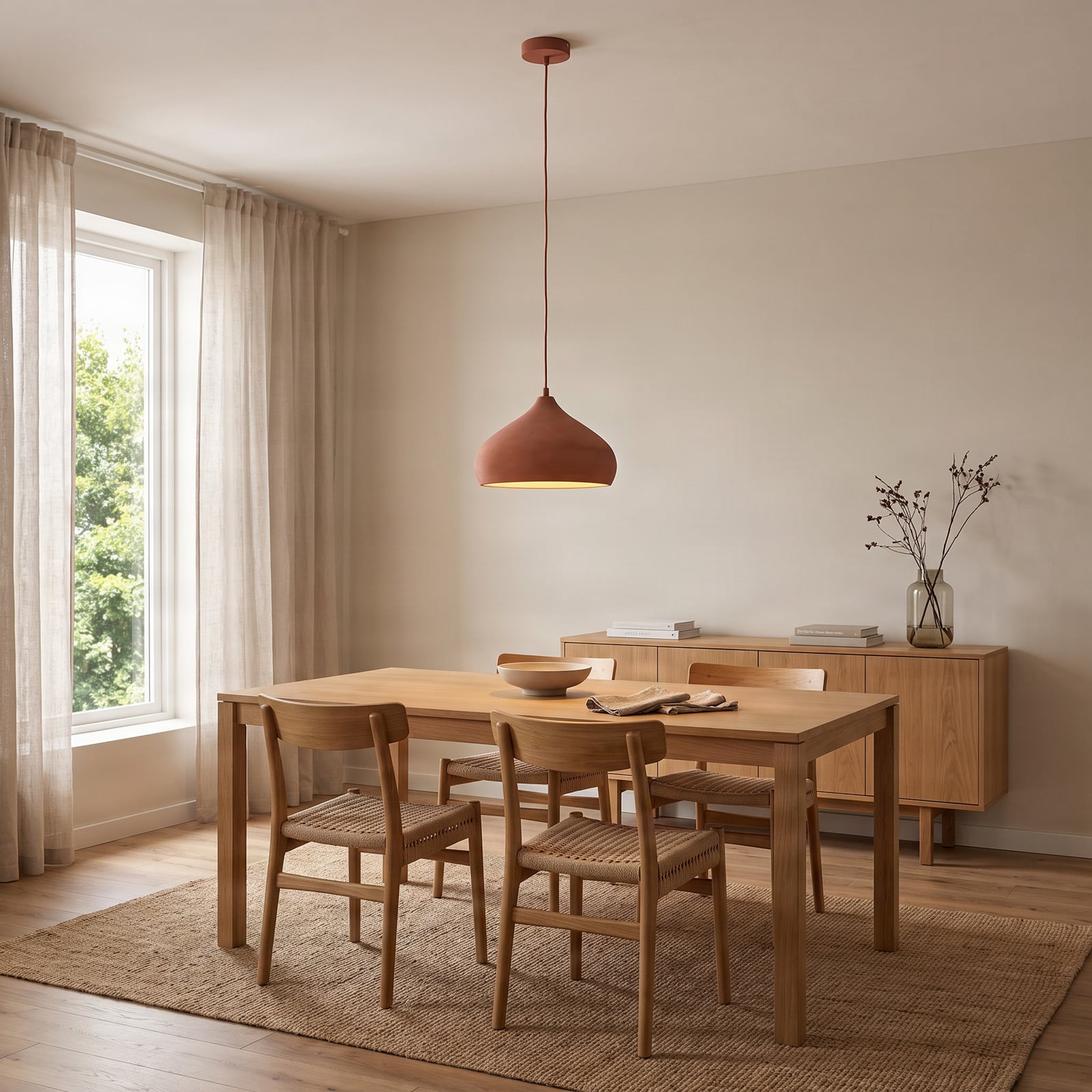 Lindby Pendelleuchte Fiona, Beton, terracottafarben, E27 Lindby Pendelleuchte Fiona, Beton, terracottafarben, E27