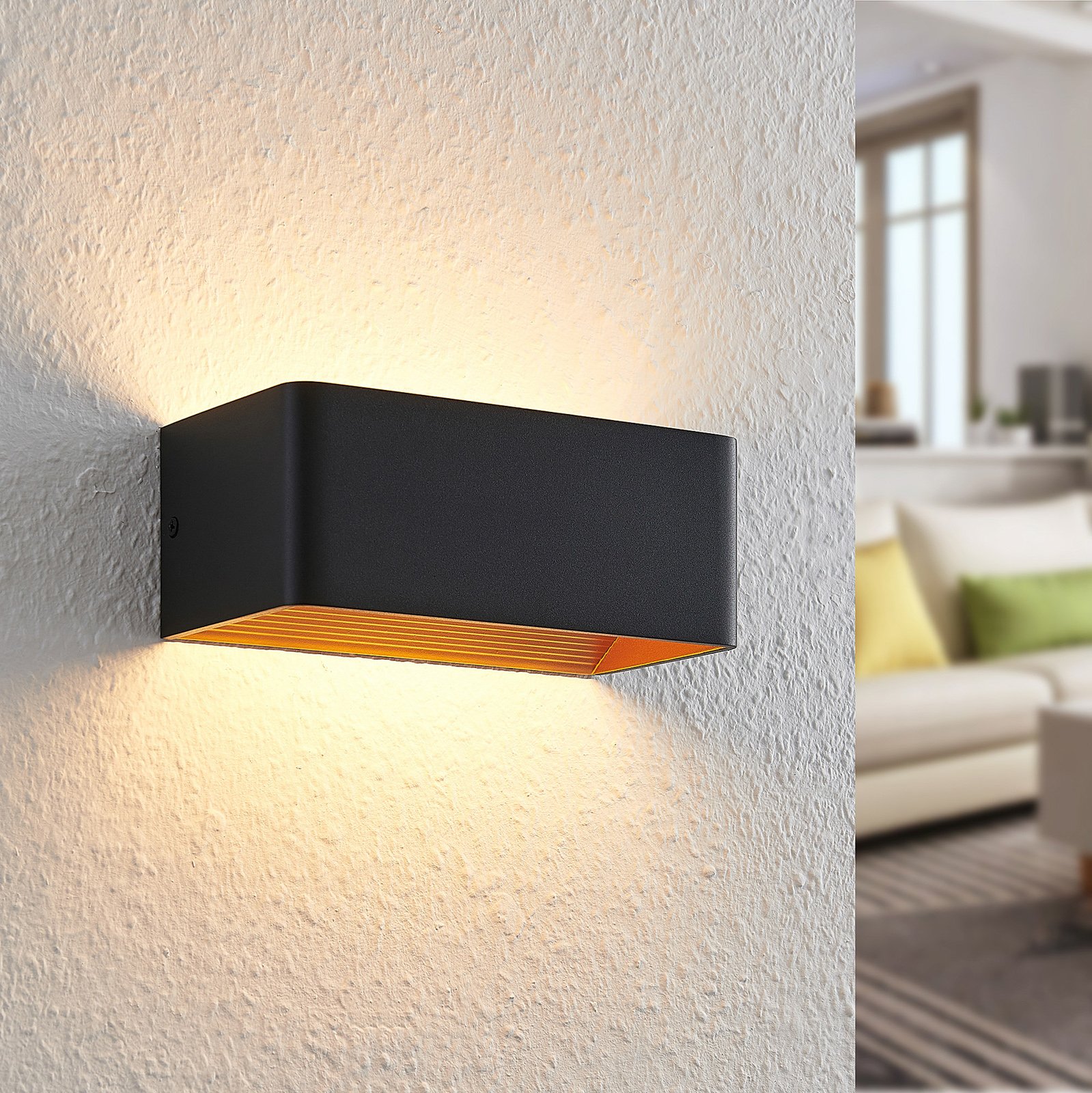 Arcchio Karam LED-vegglampe, 20 cm, svart