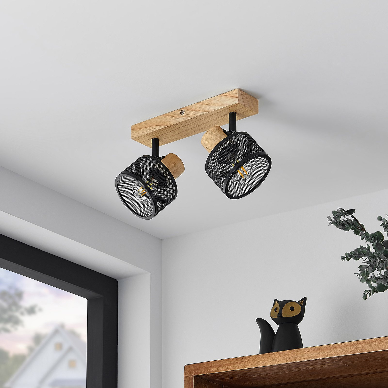 Evinora 2 Deckenleuchte Black/Wood - Lindby