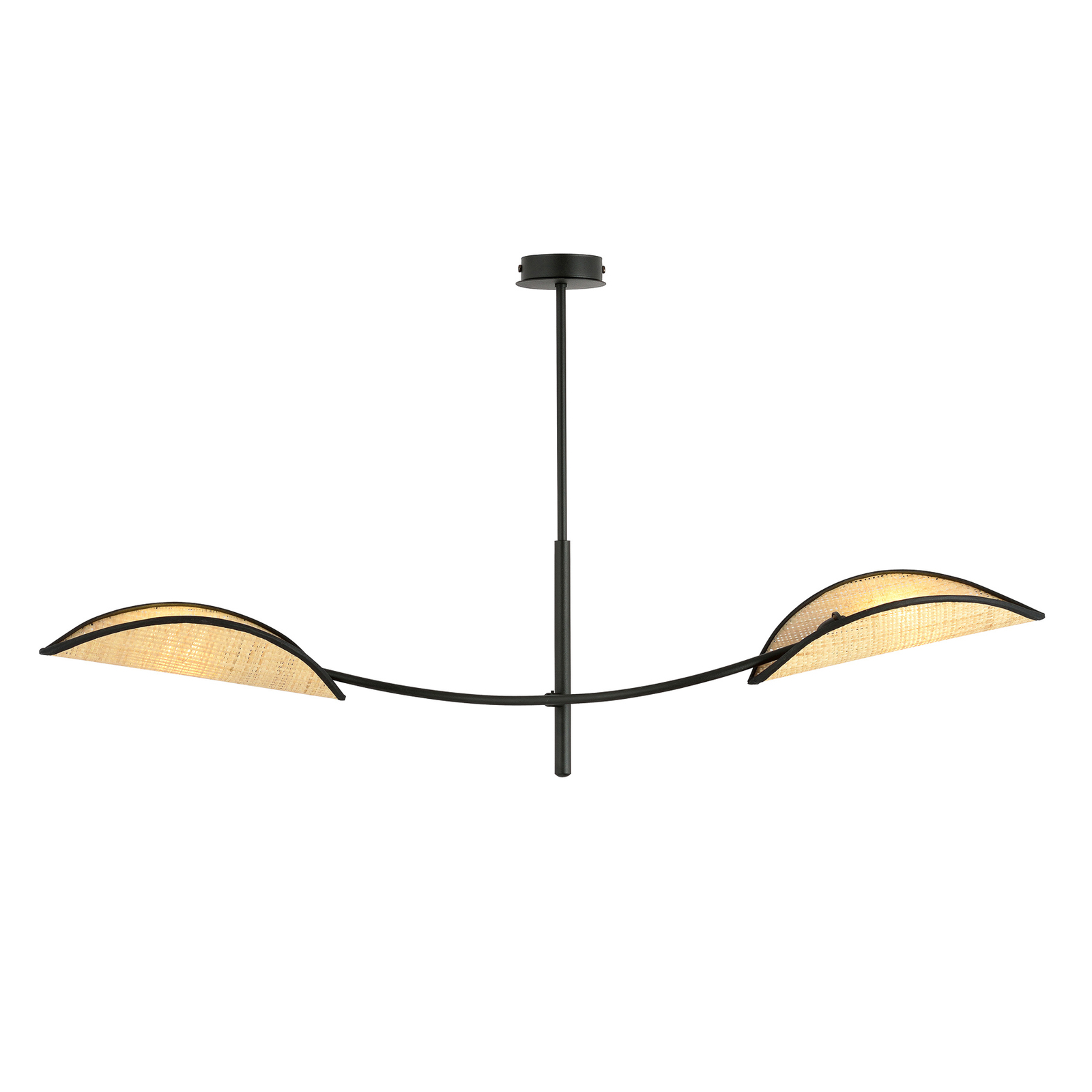 Lotus loftlampe, sort/rattanlook, 2 lyskilder