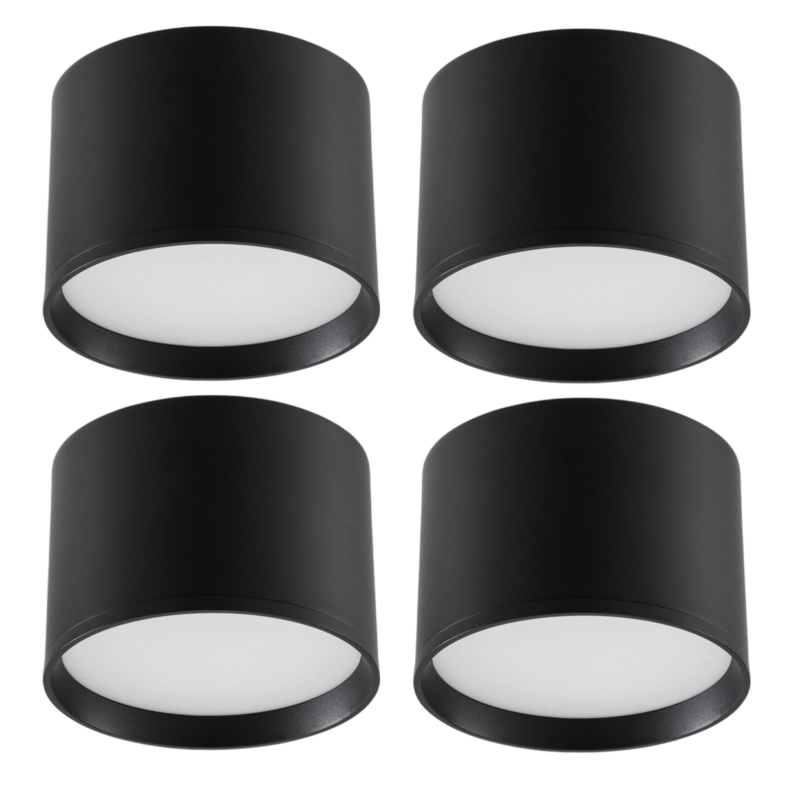 Lindby LED-strålkastare Nivoria, Ø 12 cm, sand svart, set om 4