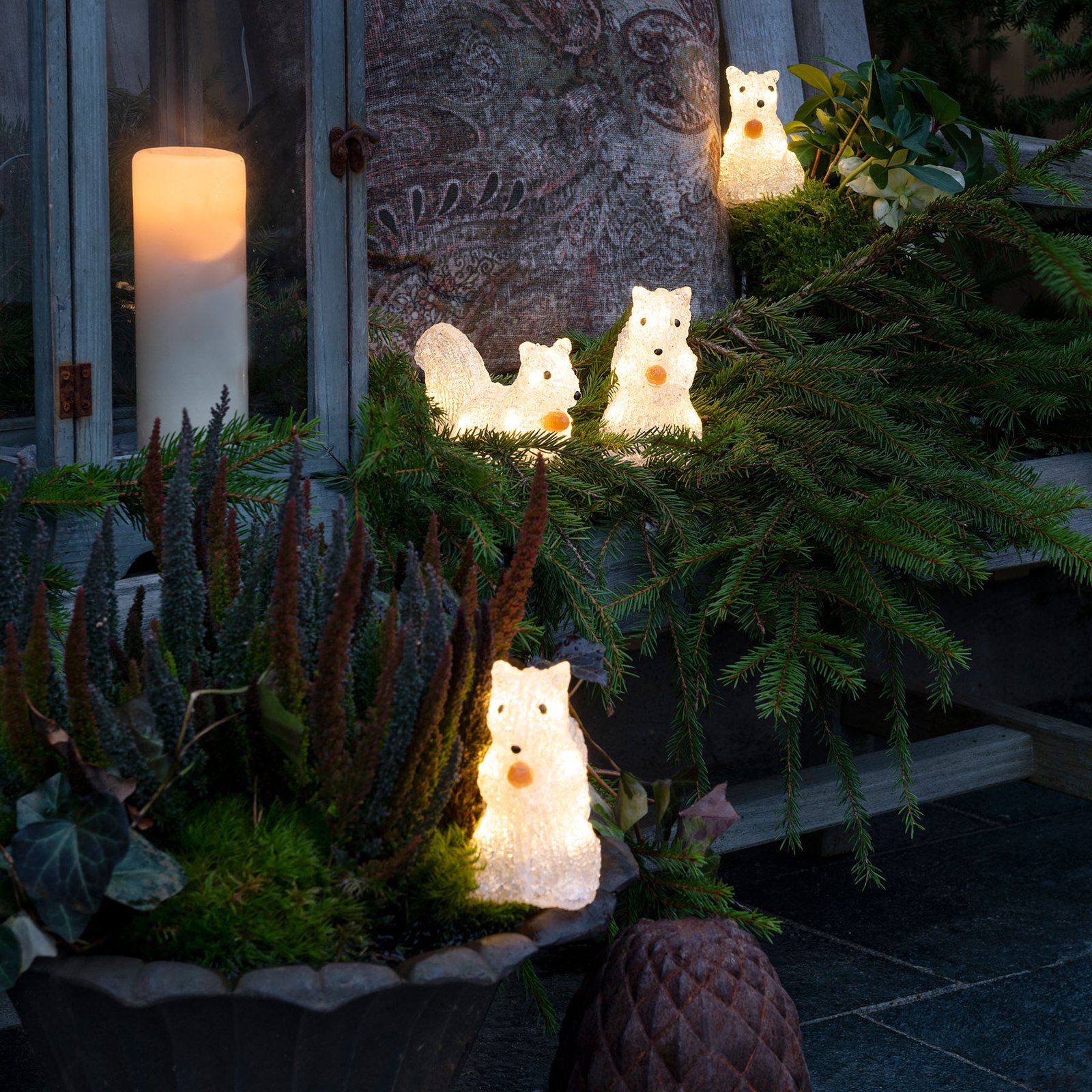 LED-Leuchtfiguren Eichhörnchen für außen, 5er-Set