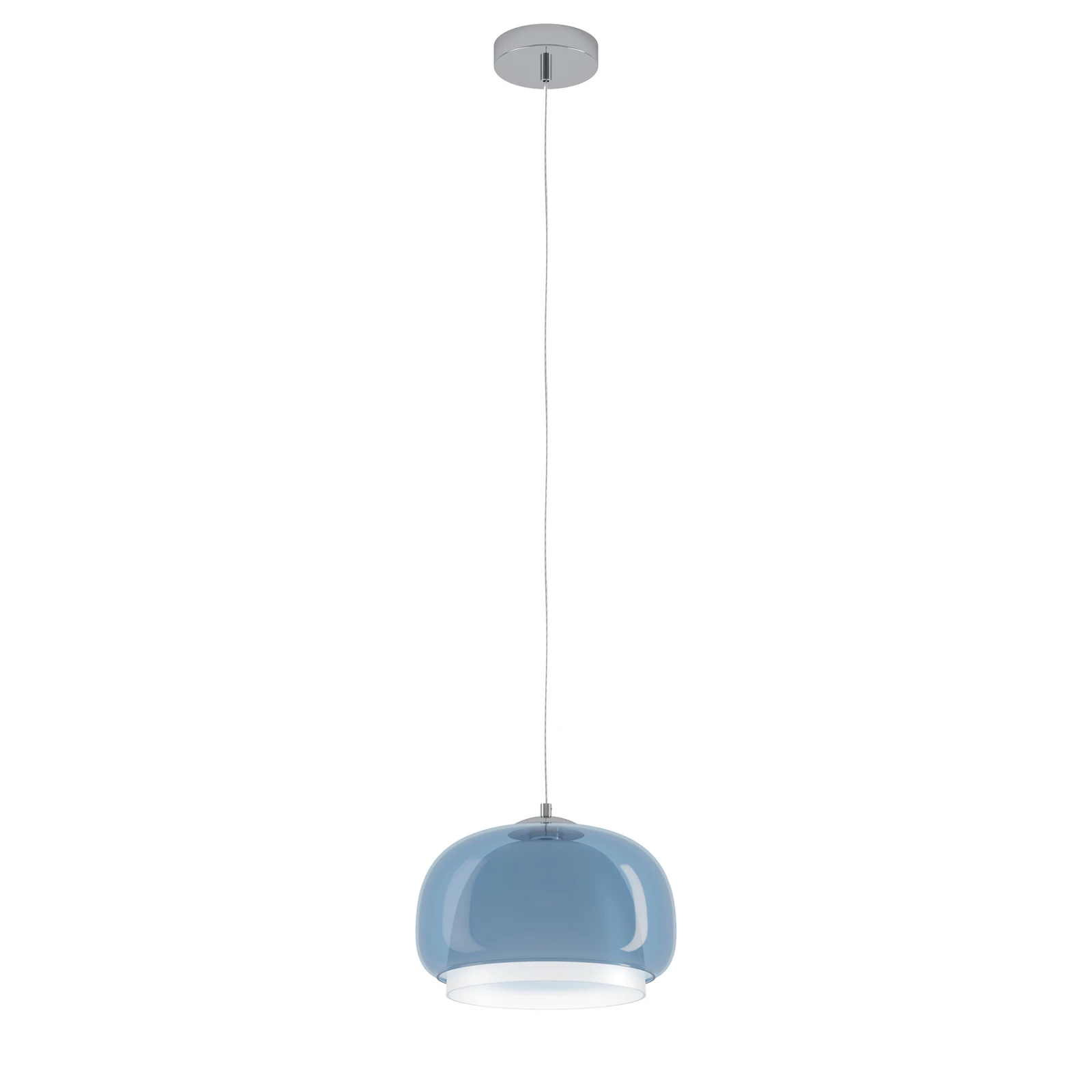 Candeeiro suspenso Belomontejo, Ø 30 cm, azul transparente, vidro