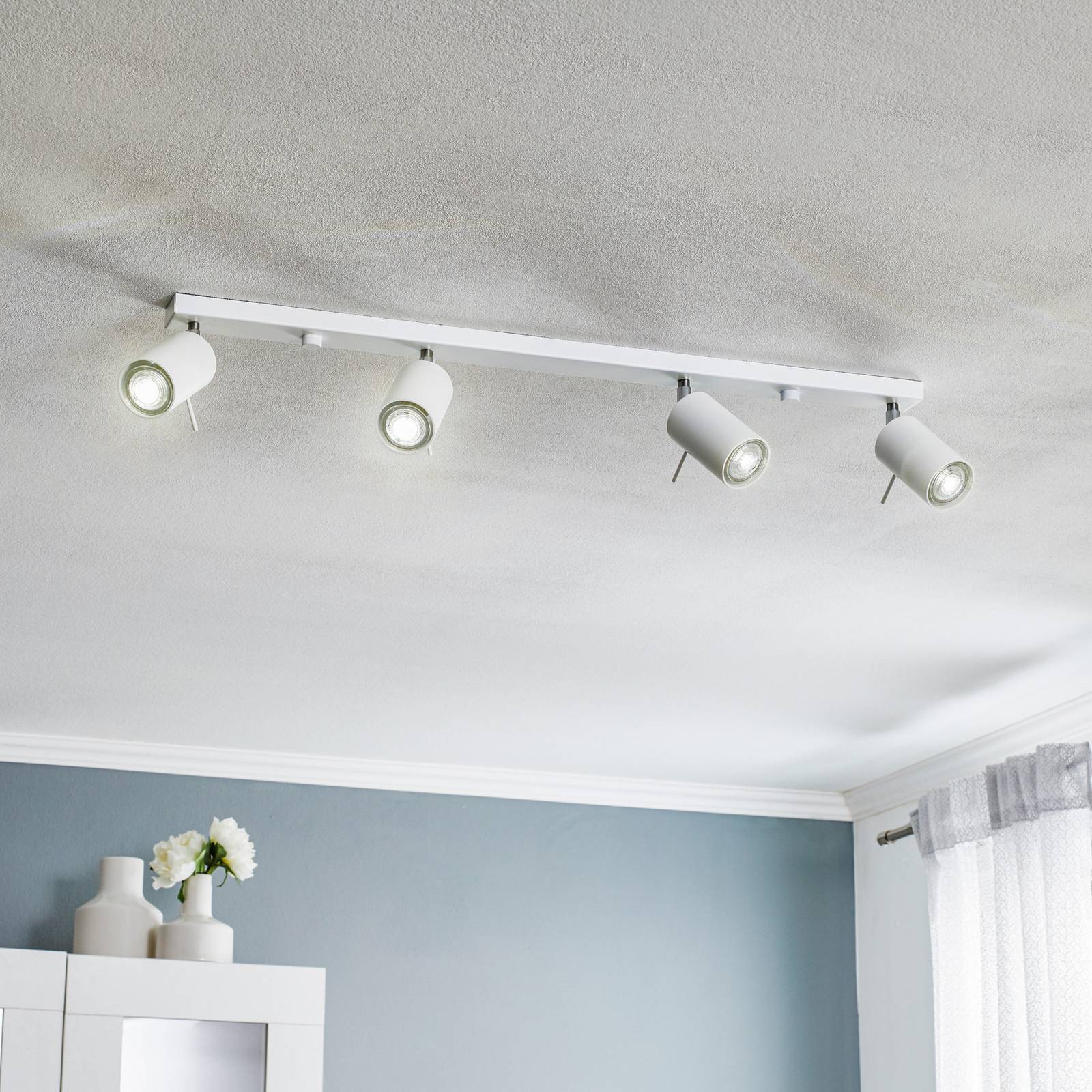 sollux lighting spot pour plafond round blanc, 4 lampes linéaire