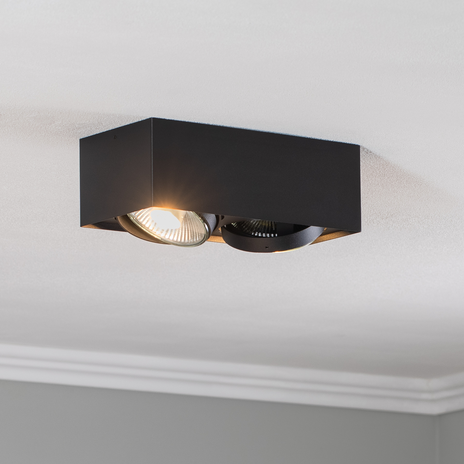 Ronda ceiling spotlight, two-bulb, black