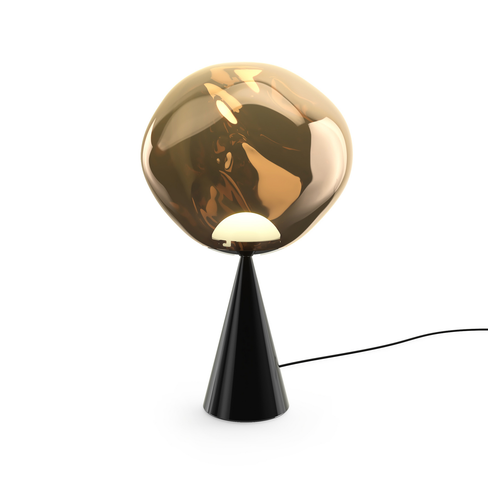 Lámpara de mesa LED Melt Cone Fat de Tom Dixon, color bronce, 47 cm