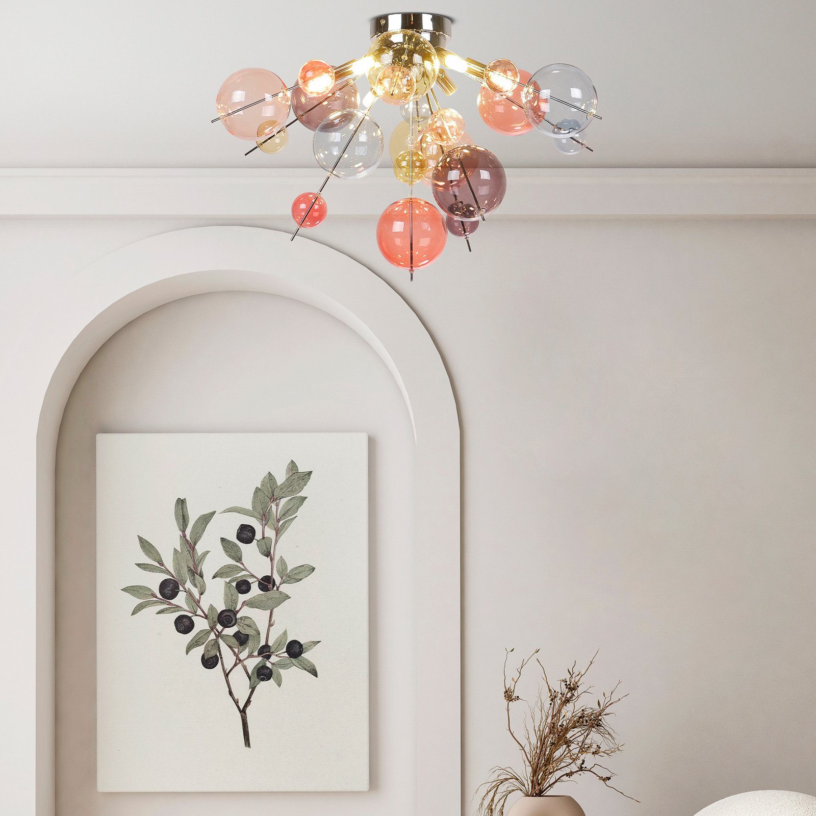 Stropna svjetiljka Explosion, Ø 57 cm, staklo, pastelne boje, G9 Stropna svjetiljka Explosion, Ø 57 cm, staklo, pastelne boje, G9