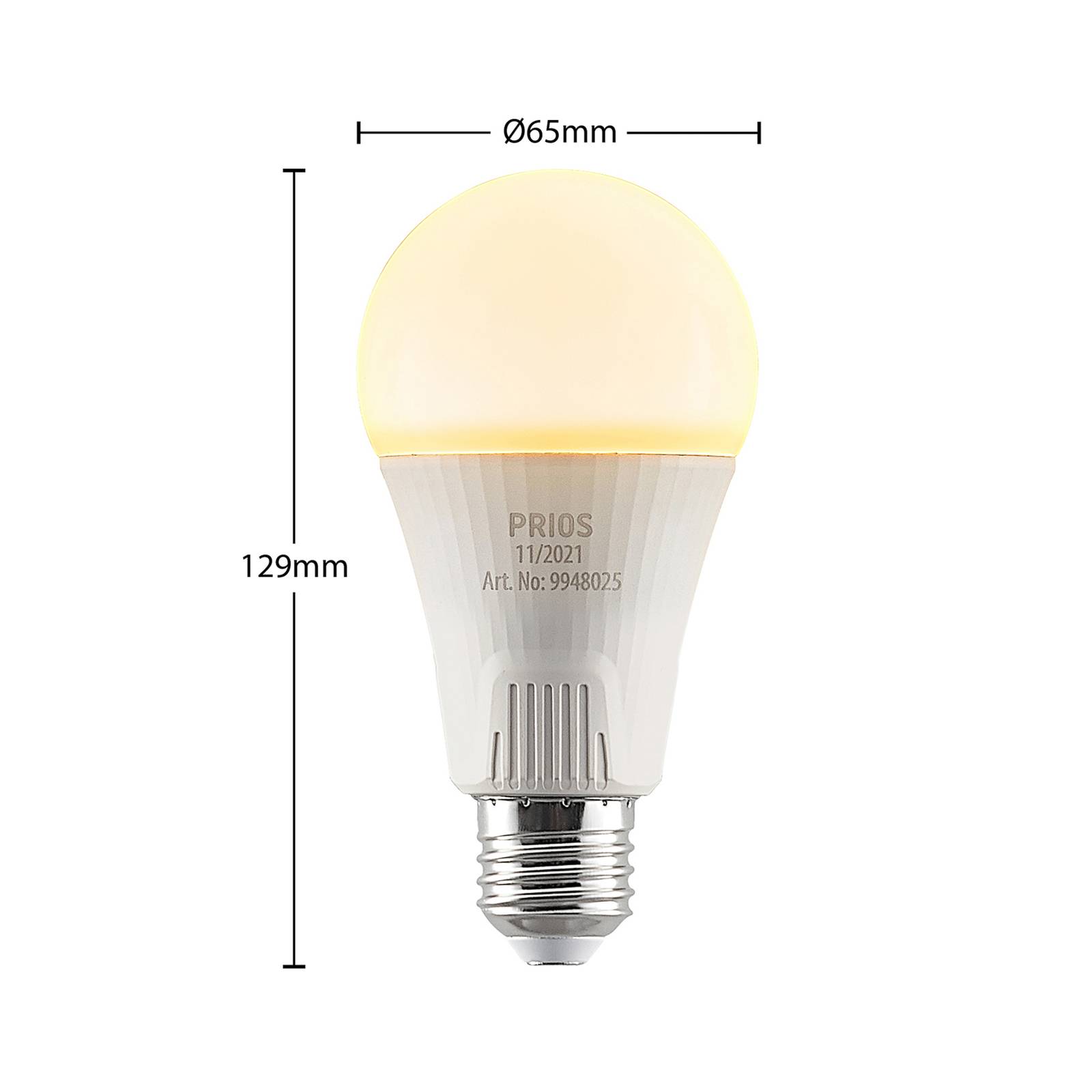 PRIOS Ampoule LED E27 A65 15 W blanc 2 700 K x3