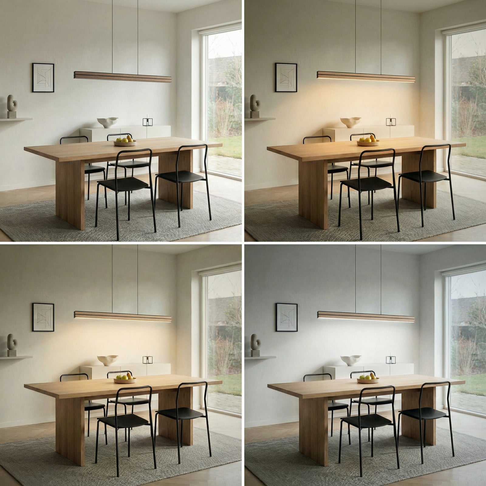 Quitani LED hanglamp Lisene, walnoot/zilver CCT 117 cm, dimbaar