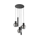 Hengelampe Ligari, svart/røykgrå, Ø 68 cm, metall/glass