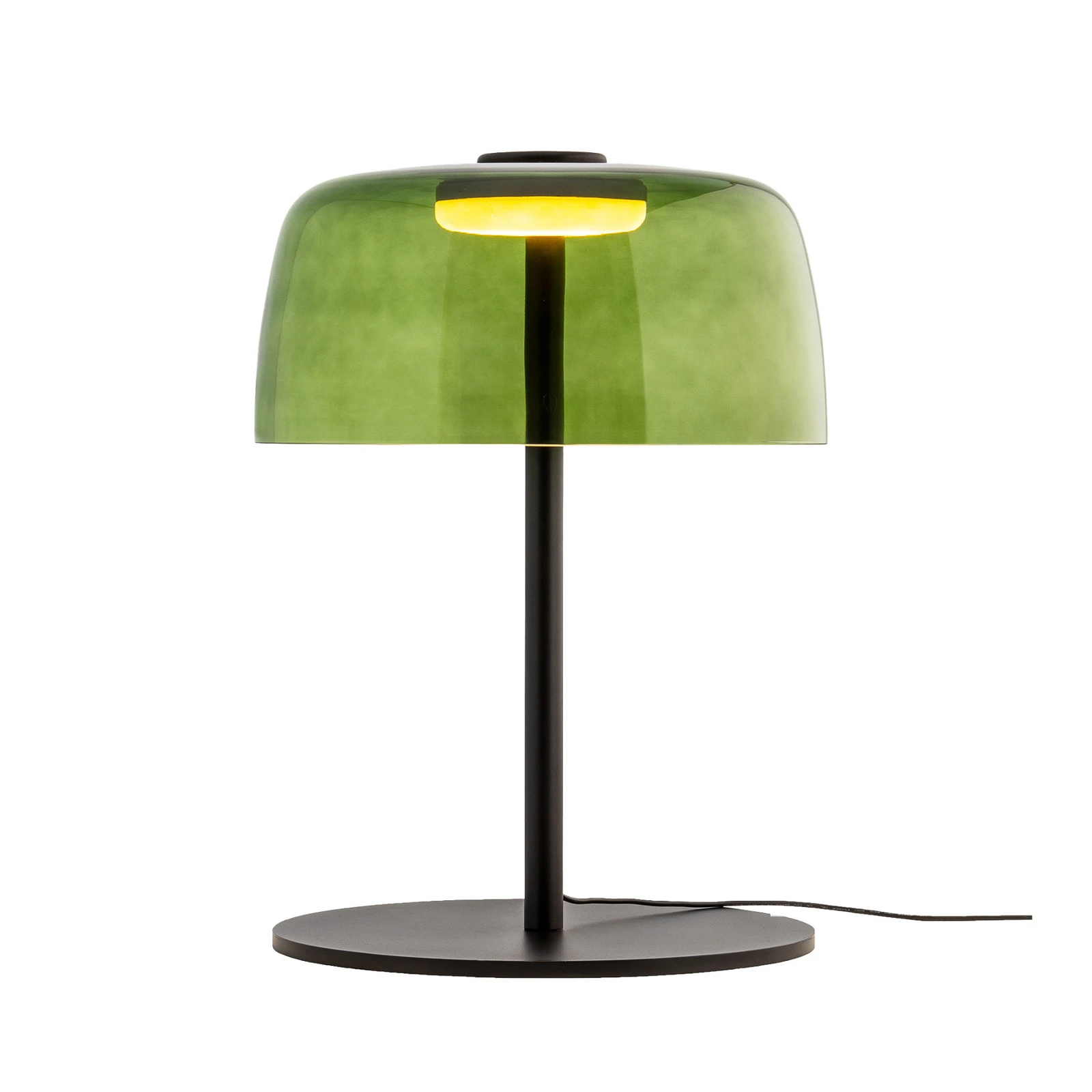 LEDS-C4 LED stolová lampa Levels, Ø 32 cm, zelená, sklo, CCT