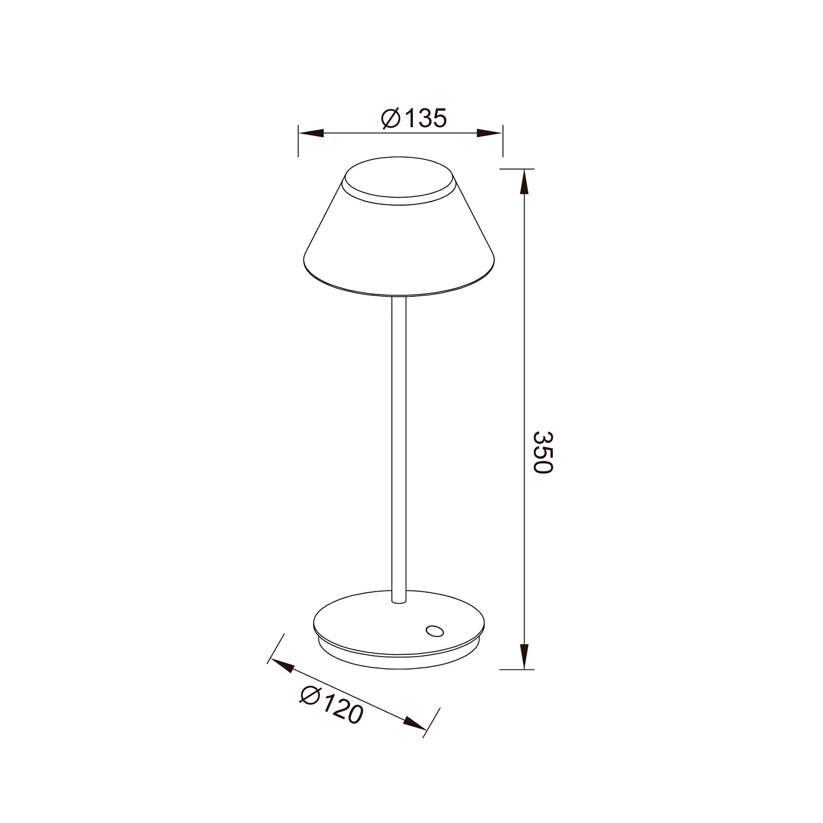 Oppladbar LED-bordlampe K5, svart, aluminium, IP54, dimbar