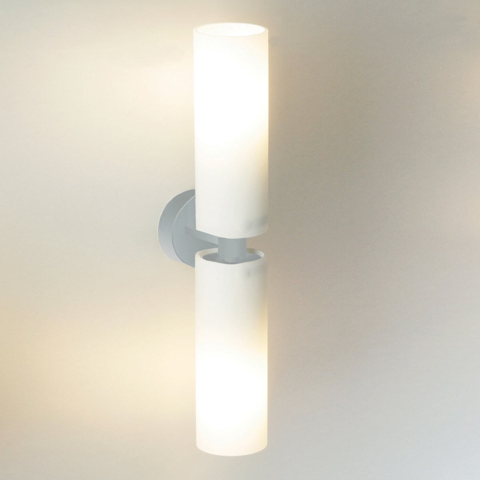 Top Light TUBE TWIN - double wall light, matt nickel, for Bathroom, glass, metal, E27, 60 W, energy efficiency: A++, H: 38.5 cm