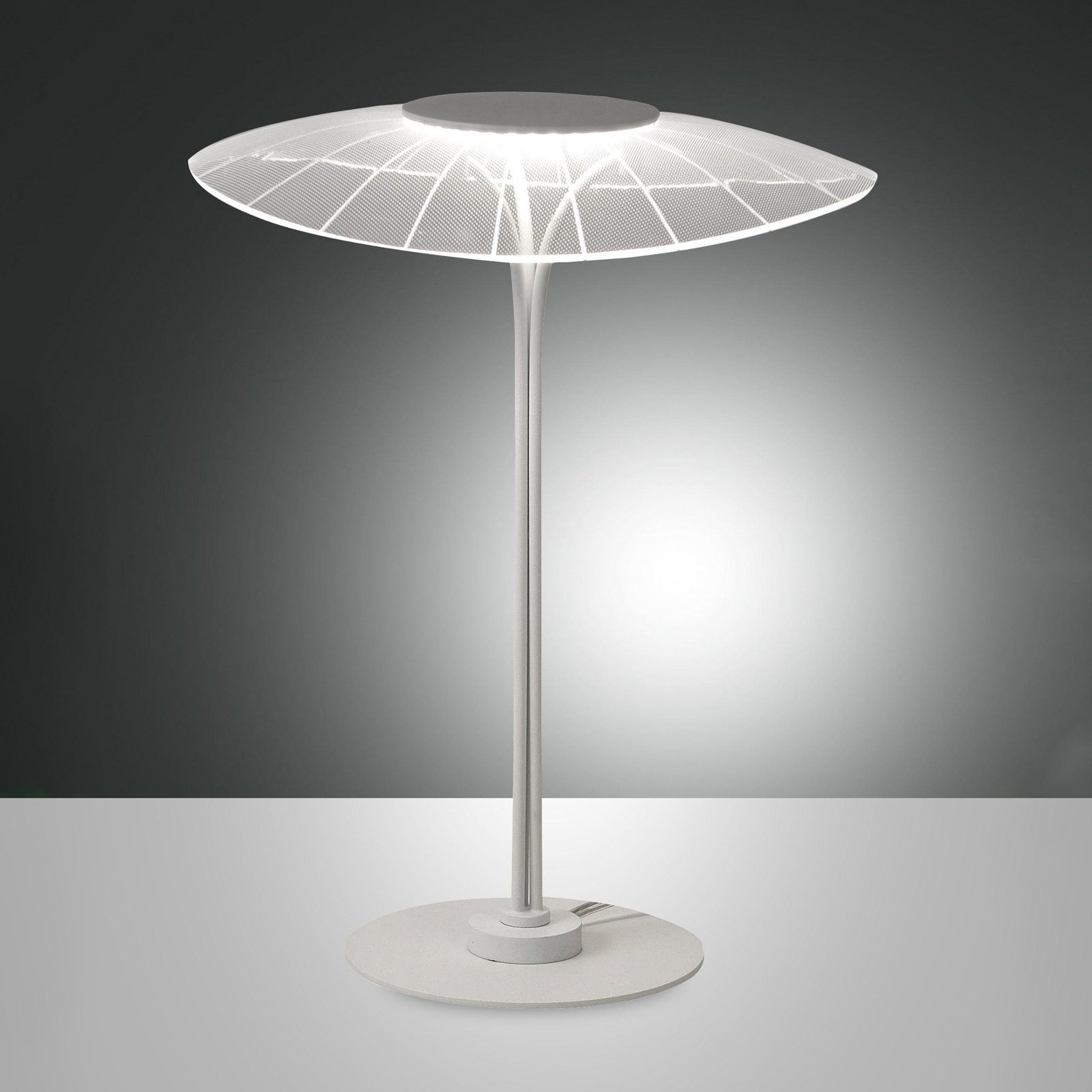 Namizna svetilka LED Vela, bela/prozorna, 36 cm, akril, zatemnitev