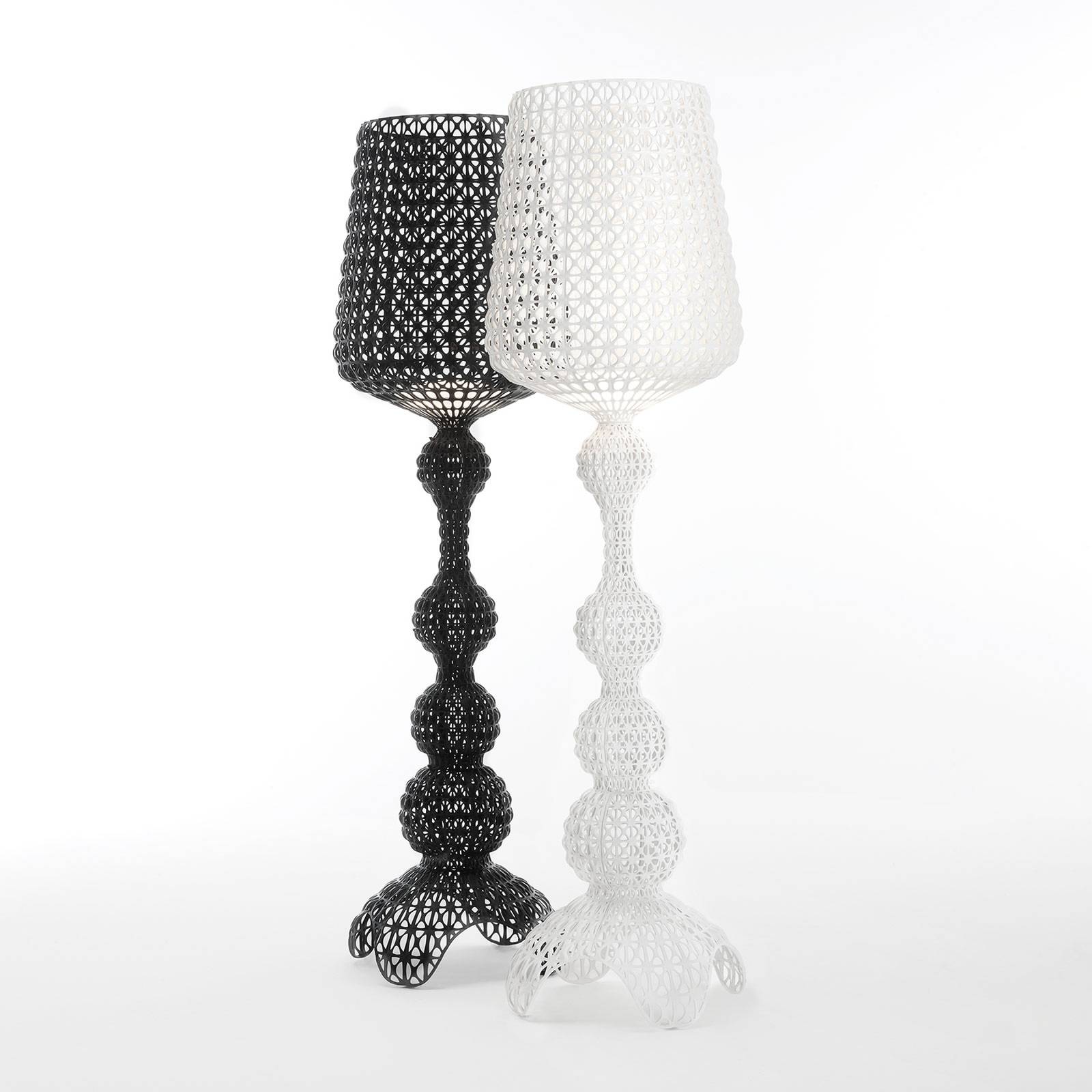 Designerska lampa stojąca LED Kabuki, biała