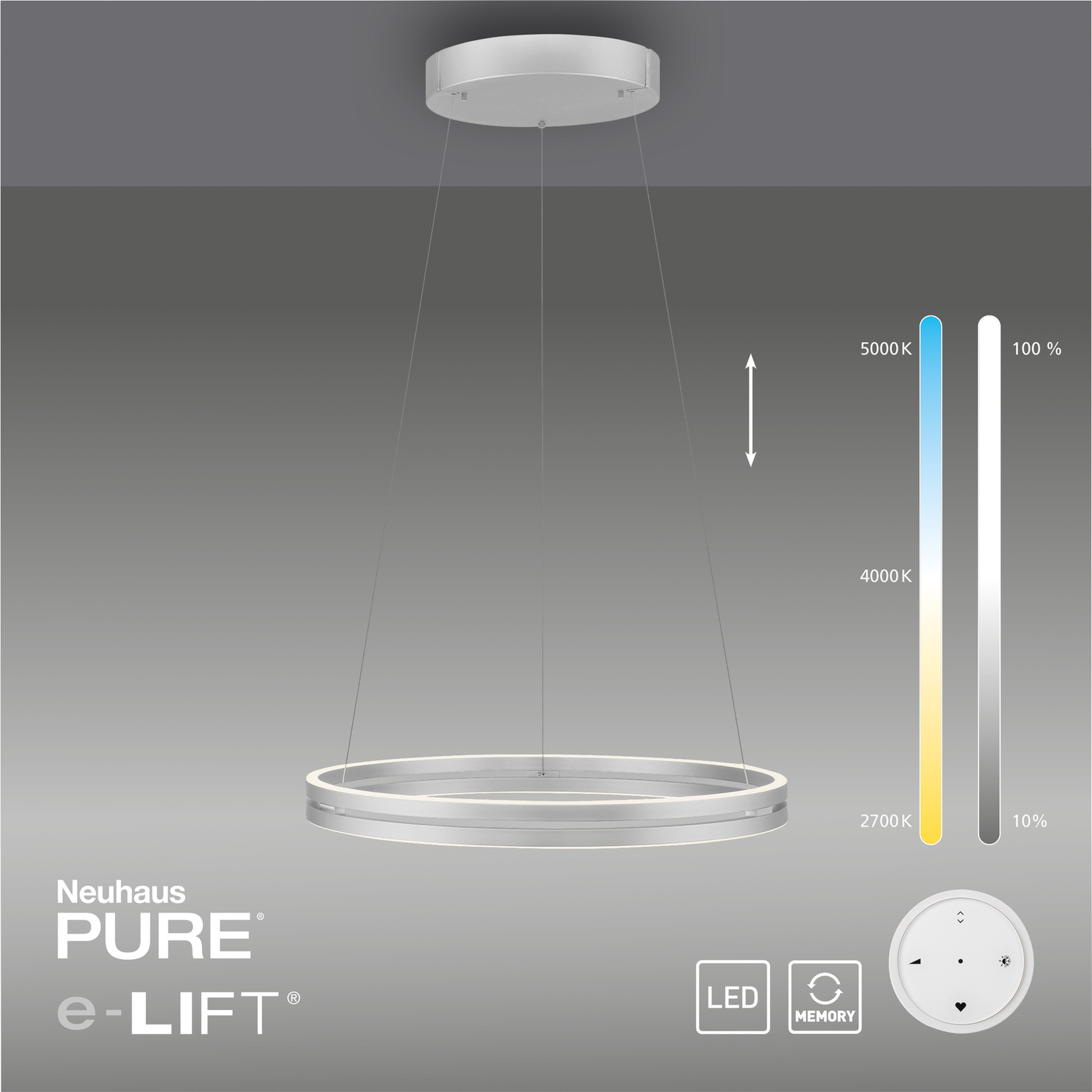 PURE E-Loop LED lógó világítás, CCT, ezüst