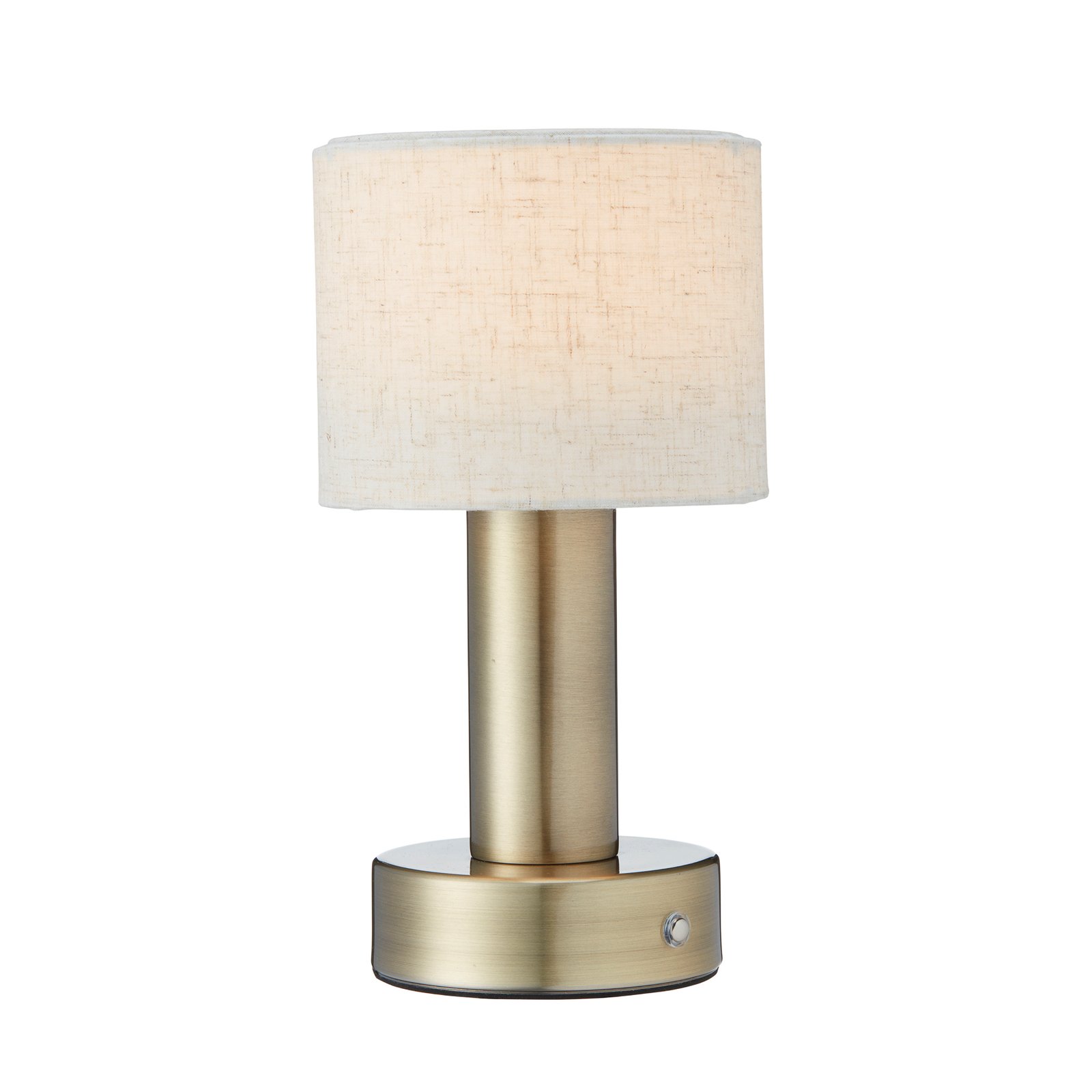 PR Home Lámpara de mesa recargable Tiara, CCT, lino/latón