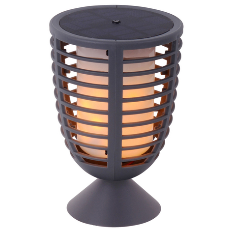 LED-Solarleuchte Fackel mit Erdspieß, 3-in-1, grau