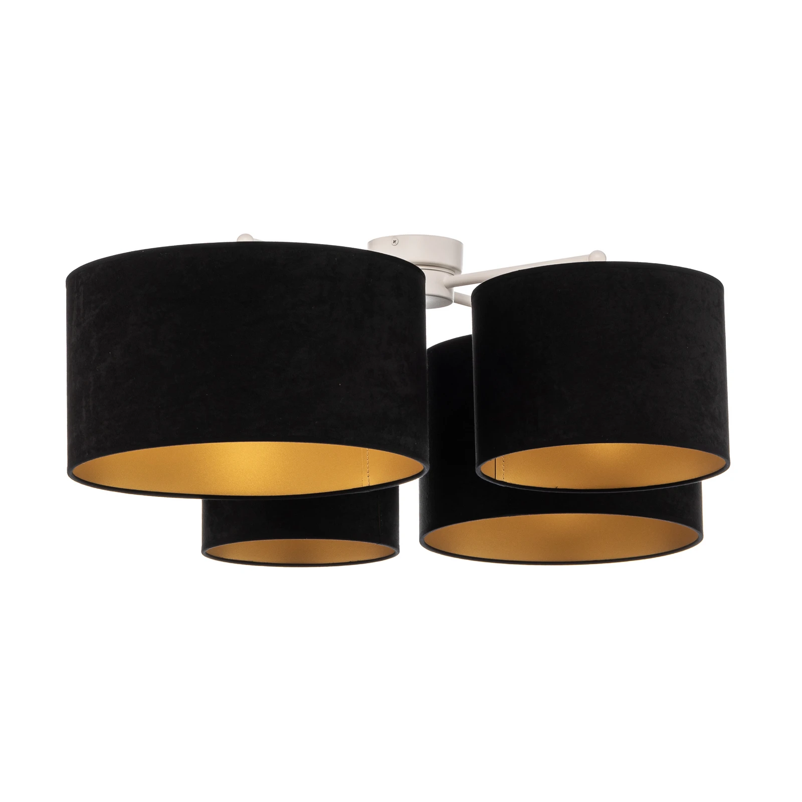 Plafonnier Lodge, noir/doré, 75 cm, à 4 lampes