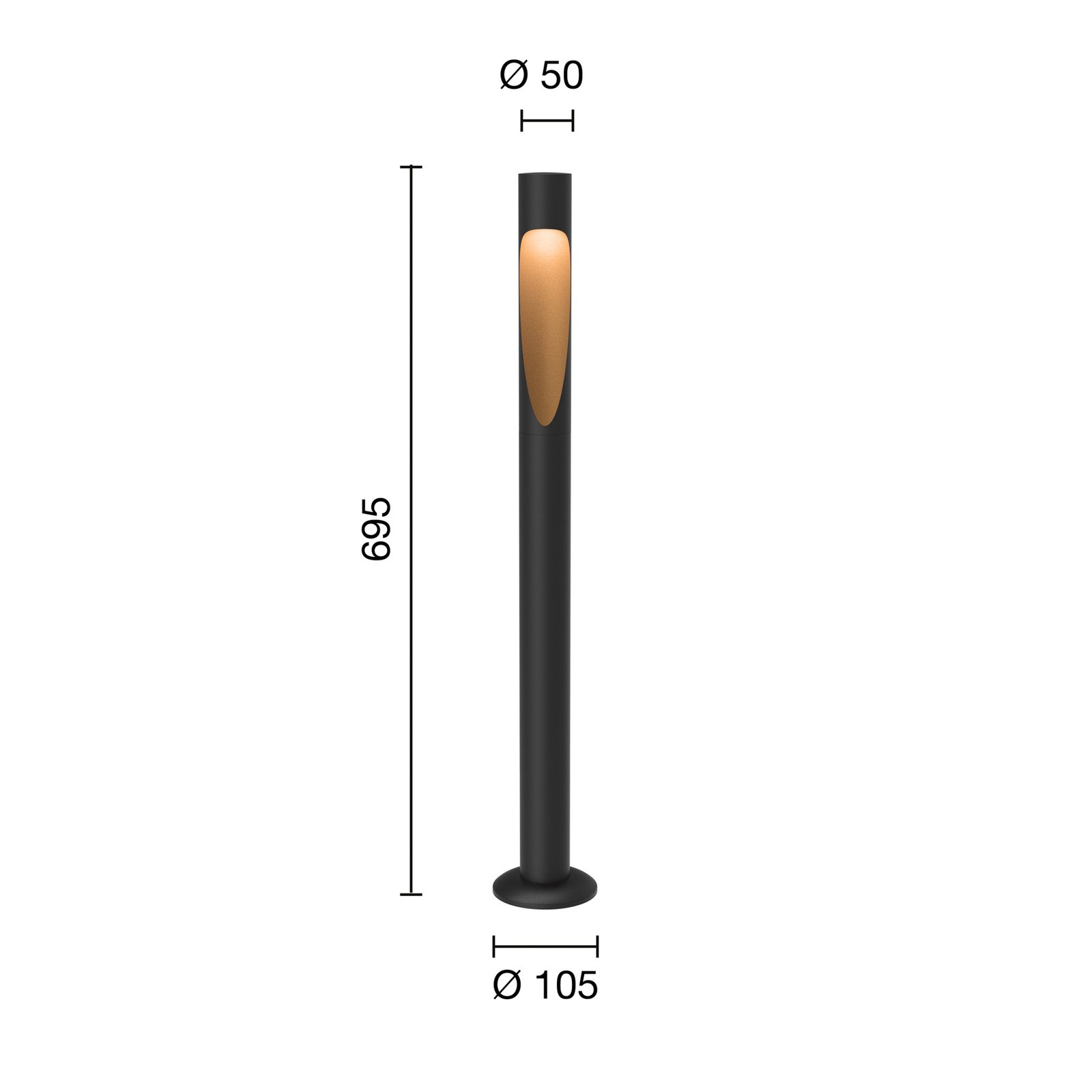 Louis Poulsen ceļa apgaismojums Flindt, 940 melns 70 cm pamatne 24 V