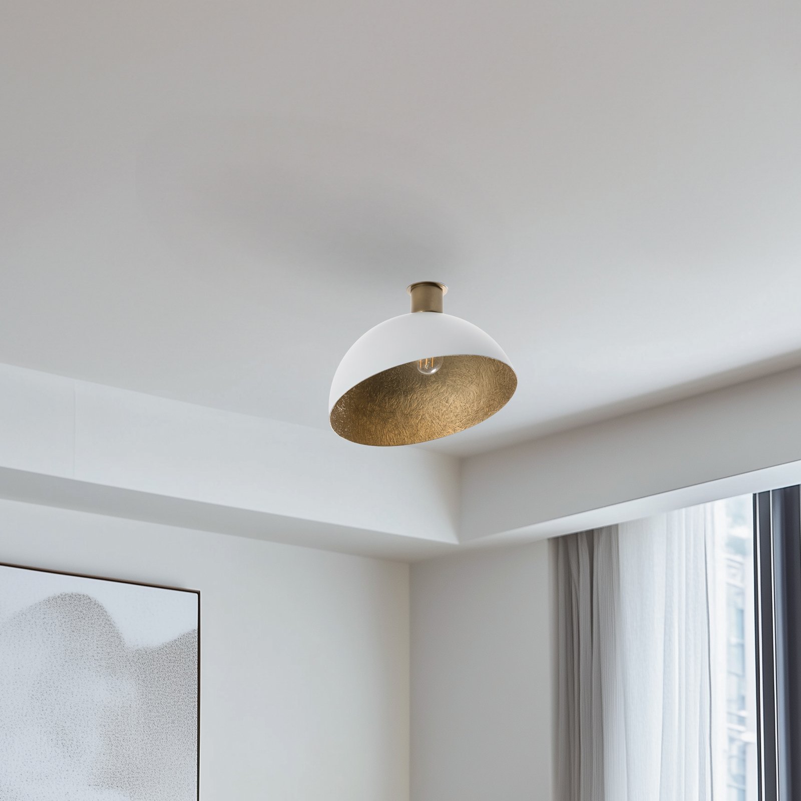 Plafoniera Sfera, Ø 35 cm, bianco/oro