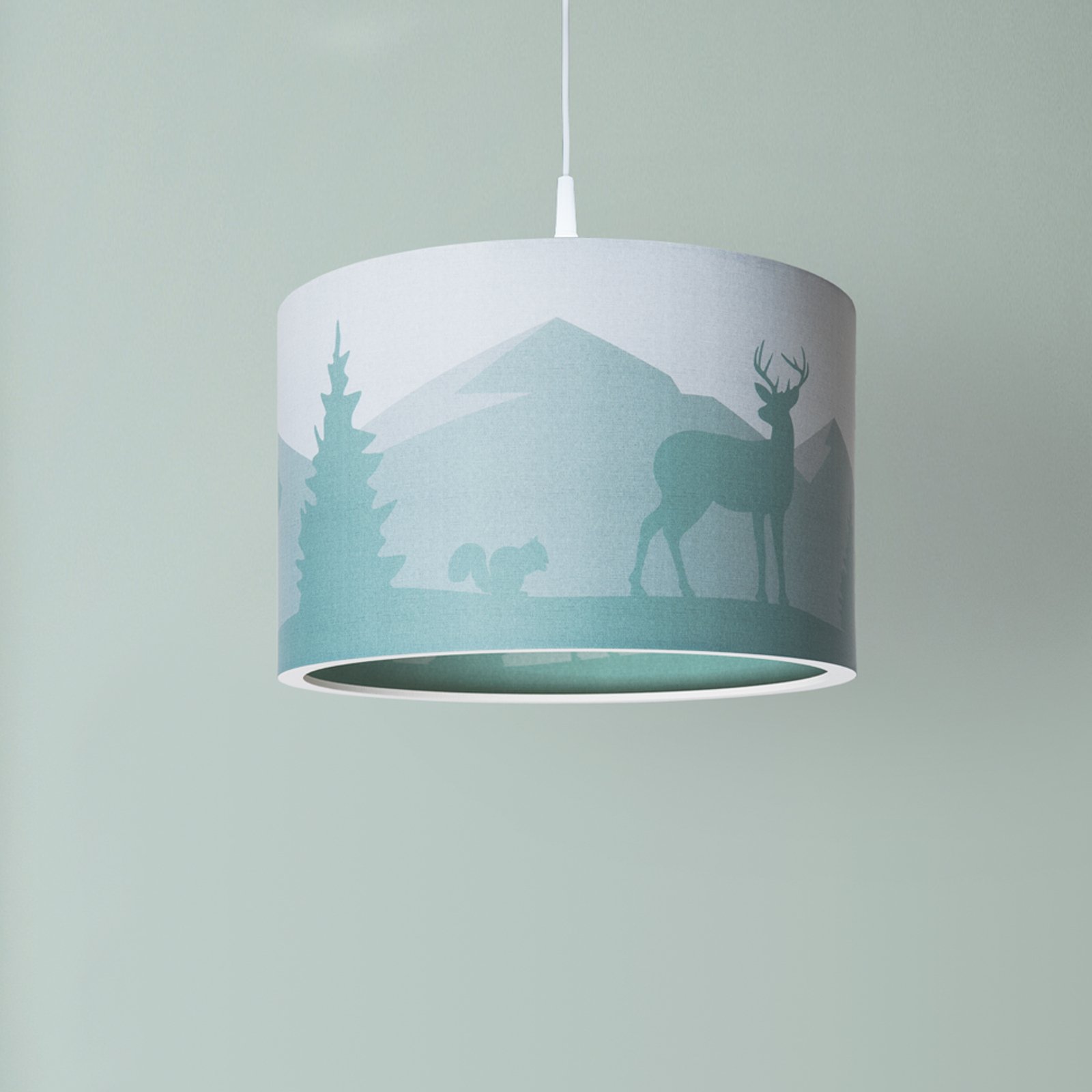 Pendant light 25/40 Scandi forest, Ø 40 cm, green, 1-bulb