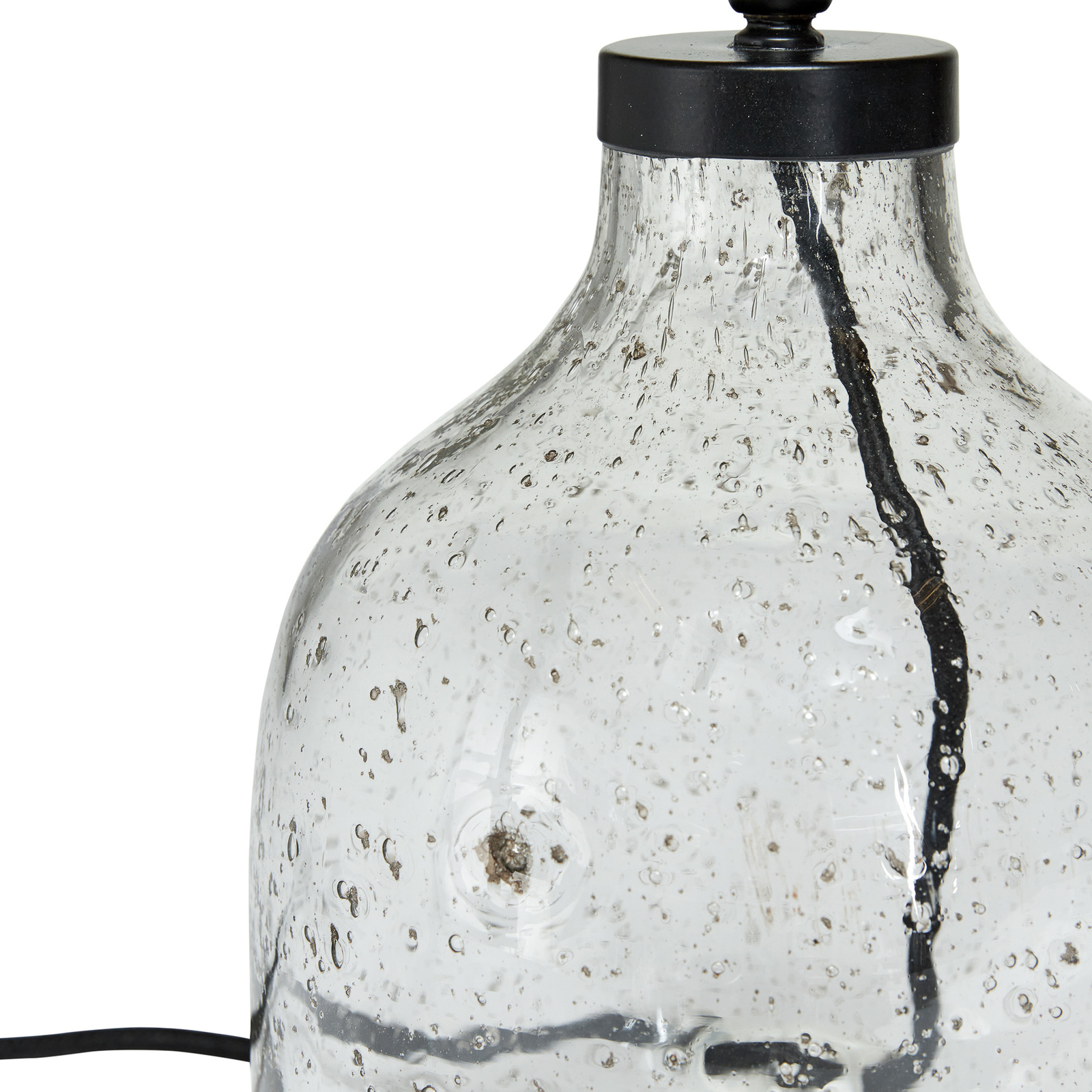 PR Home Настолна лампа Groove от прозрачно стъкло с бял плат
