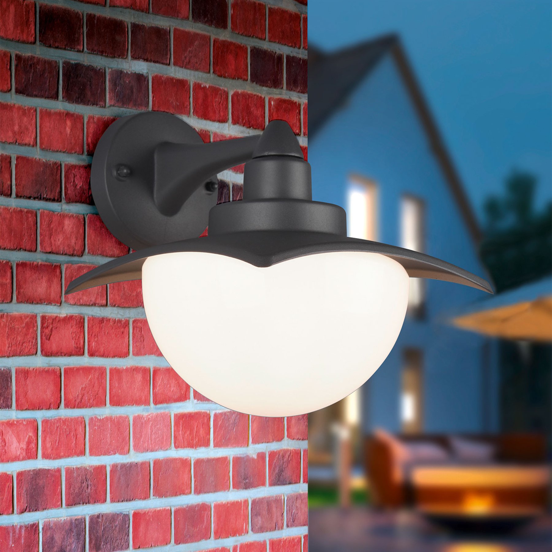 Donez outdoor wall light with a glass lampshade