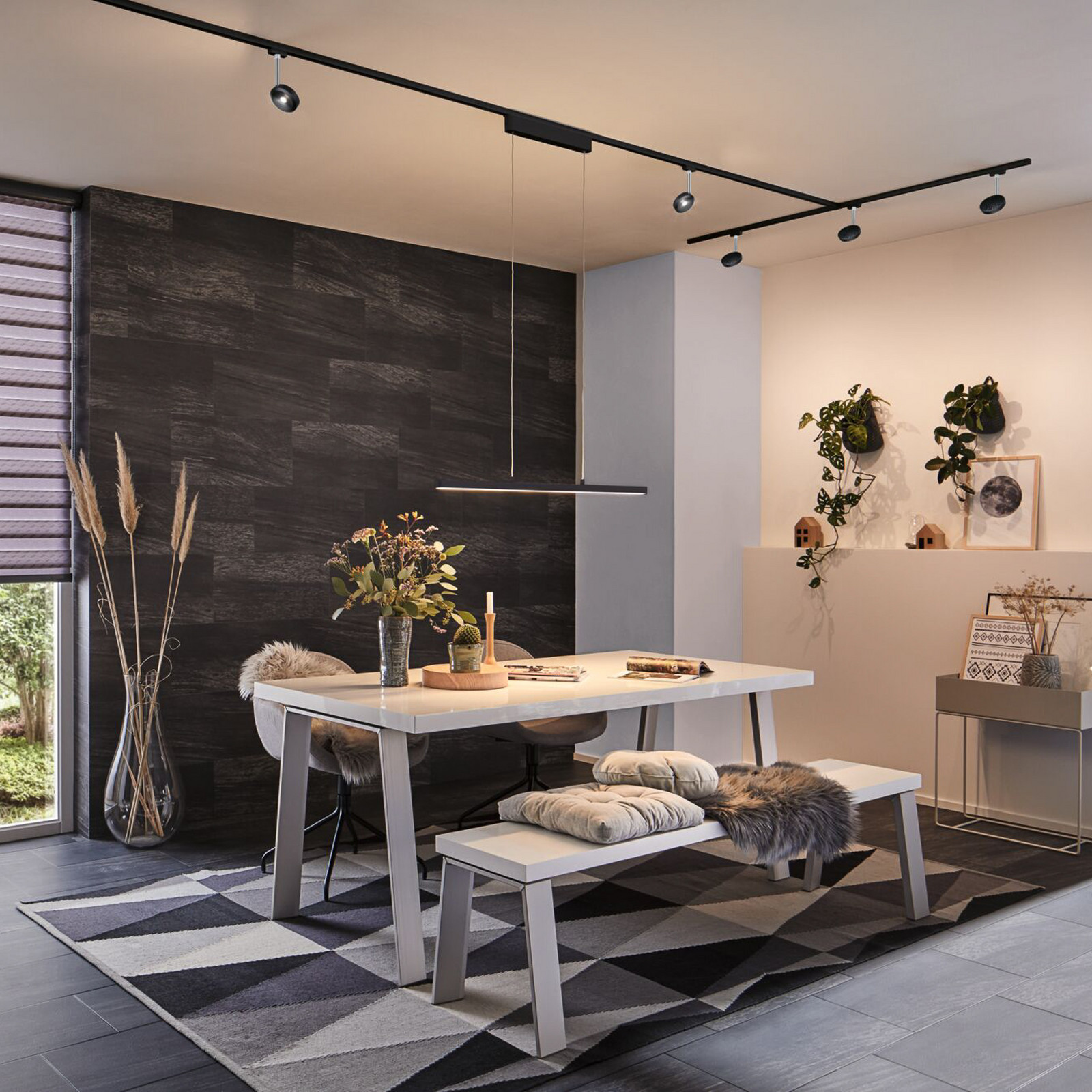 Paulmann URail Lento pendul LED ZigBee CCT negru - Camera de zi / sufragerie - modern - Metal