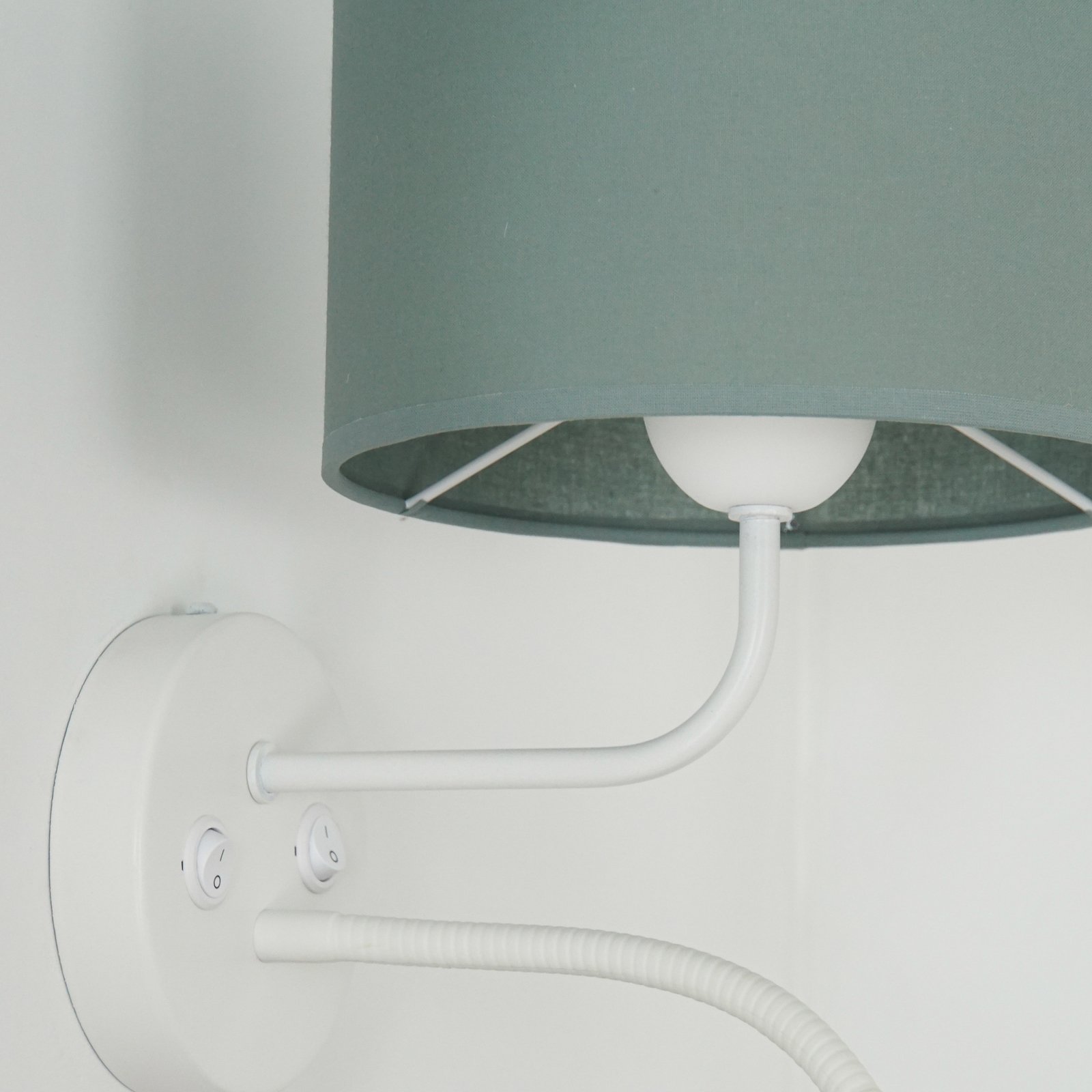 Roller wall light, fabric, white/sage, reading light