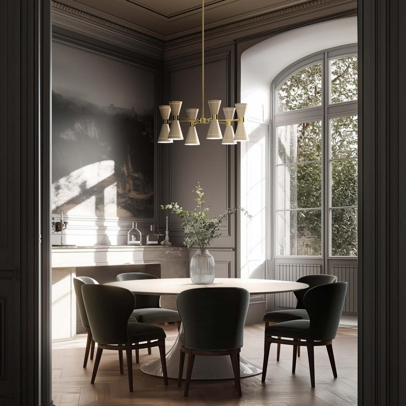 Megafono Pendellampe, elfenbeinfarben, Ø 100 cm - Stilnovo