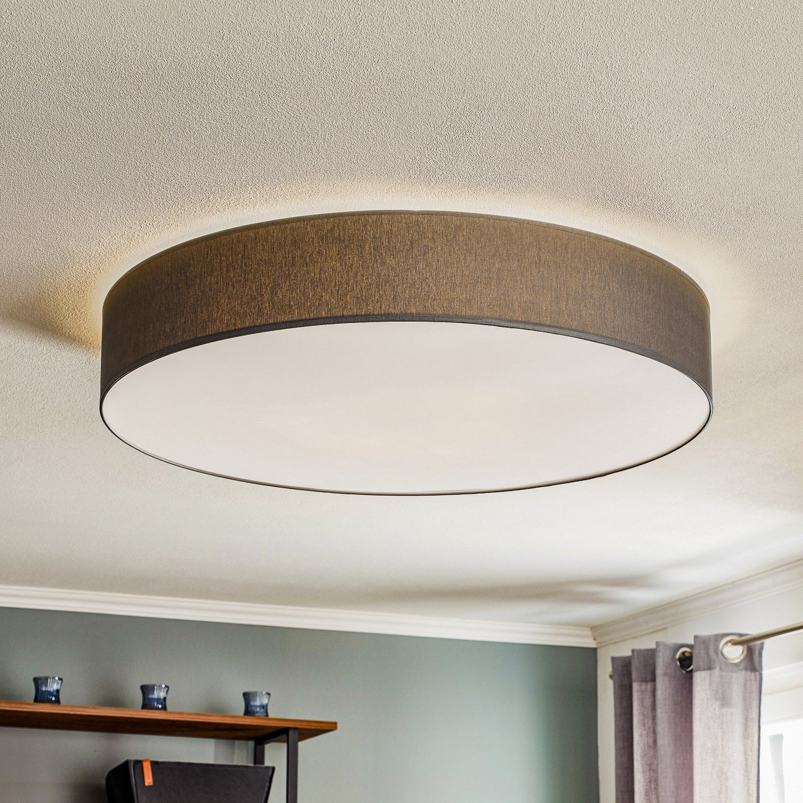 TK Lighting Plafonieră Rondo gri Ø 80cm - dormitor - modern - Țesătură / Textil