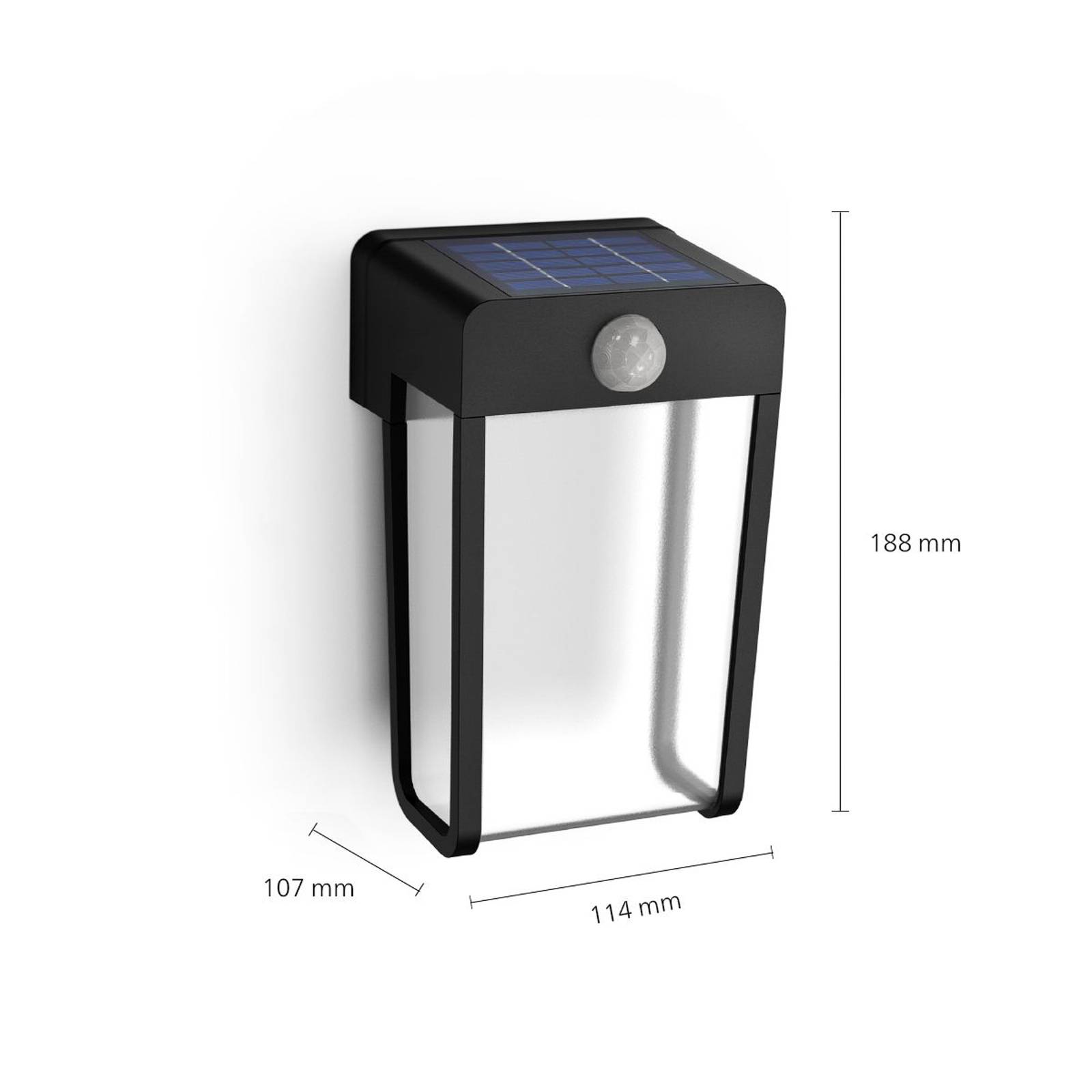 Levně Solární nástěnné světlo Philips LED Shroud, černá/čirá, senzor