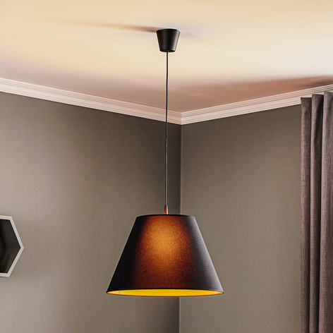 Lampa wisząca Anna, czarna, wewnątrz złota