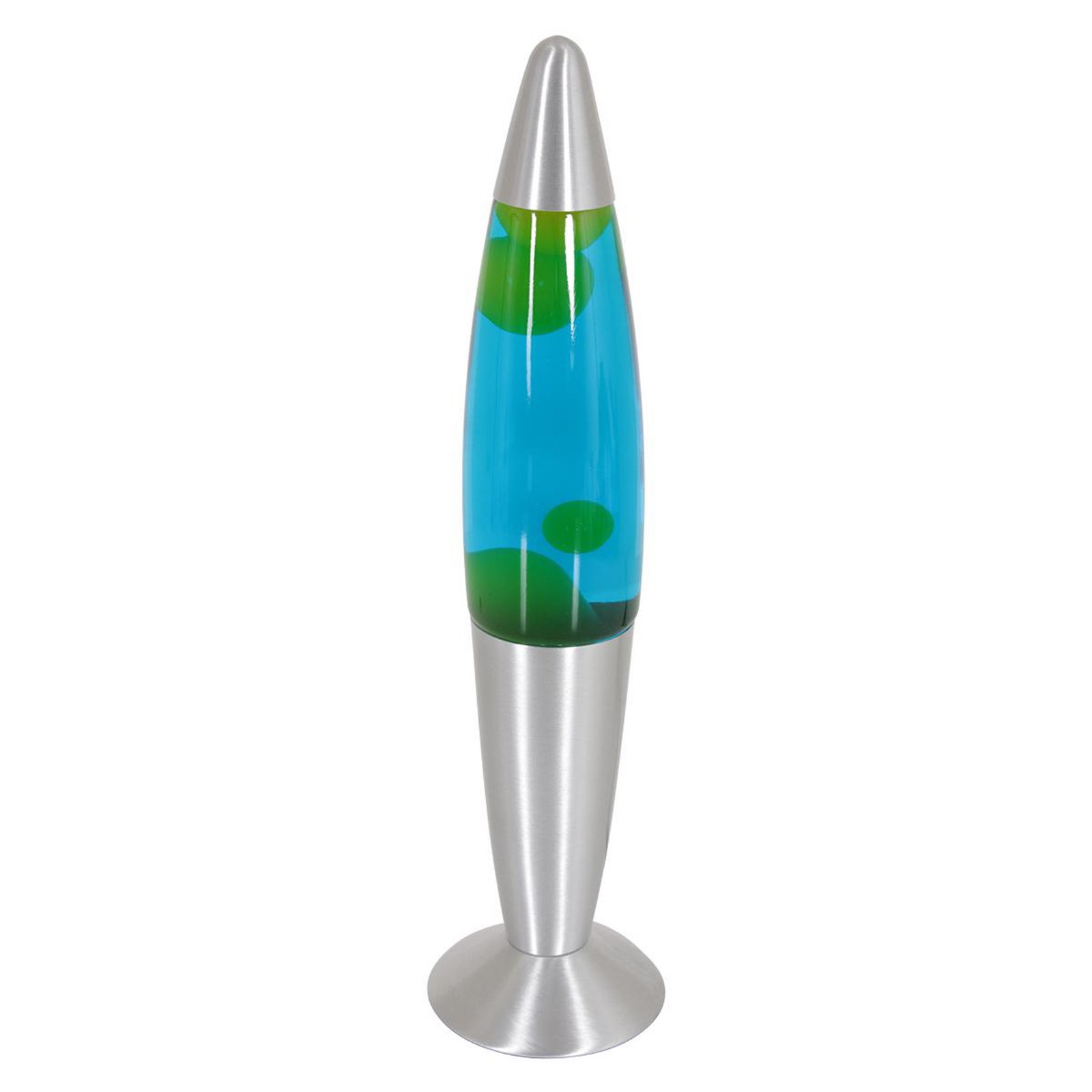 Lava lampa Volcan 3116, tērauds, zaļi zils šķidrums, E14