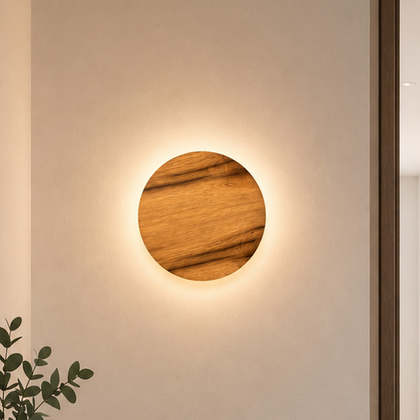 Elobra Aplică de perete LED Havana M stejar noduros/metal Ø 34 cm IP44 - Baie - lemn negru