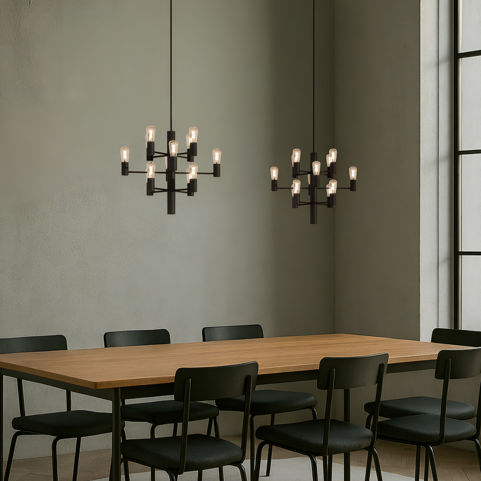 Manola Mini 12 Lámpara de araña Negro - Herstal