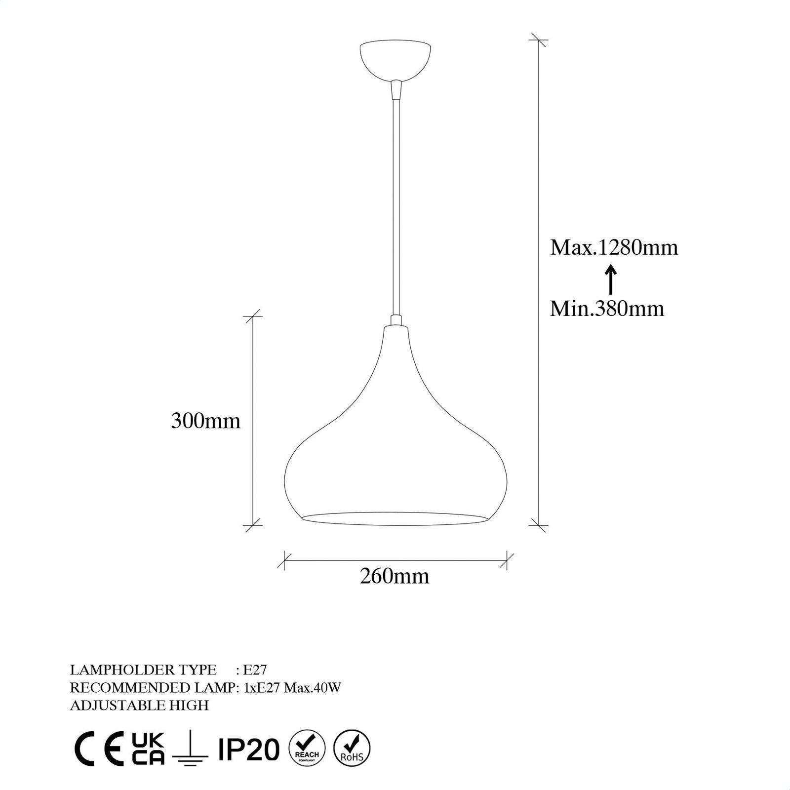 Muba 11550 hanglamp, brons gepolijst, metaal, Ø 26 cm