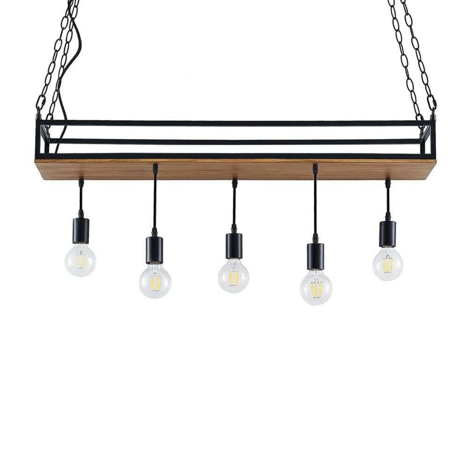 Kirista 5 Lustră Pendul Wood/Black - Lindby