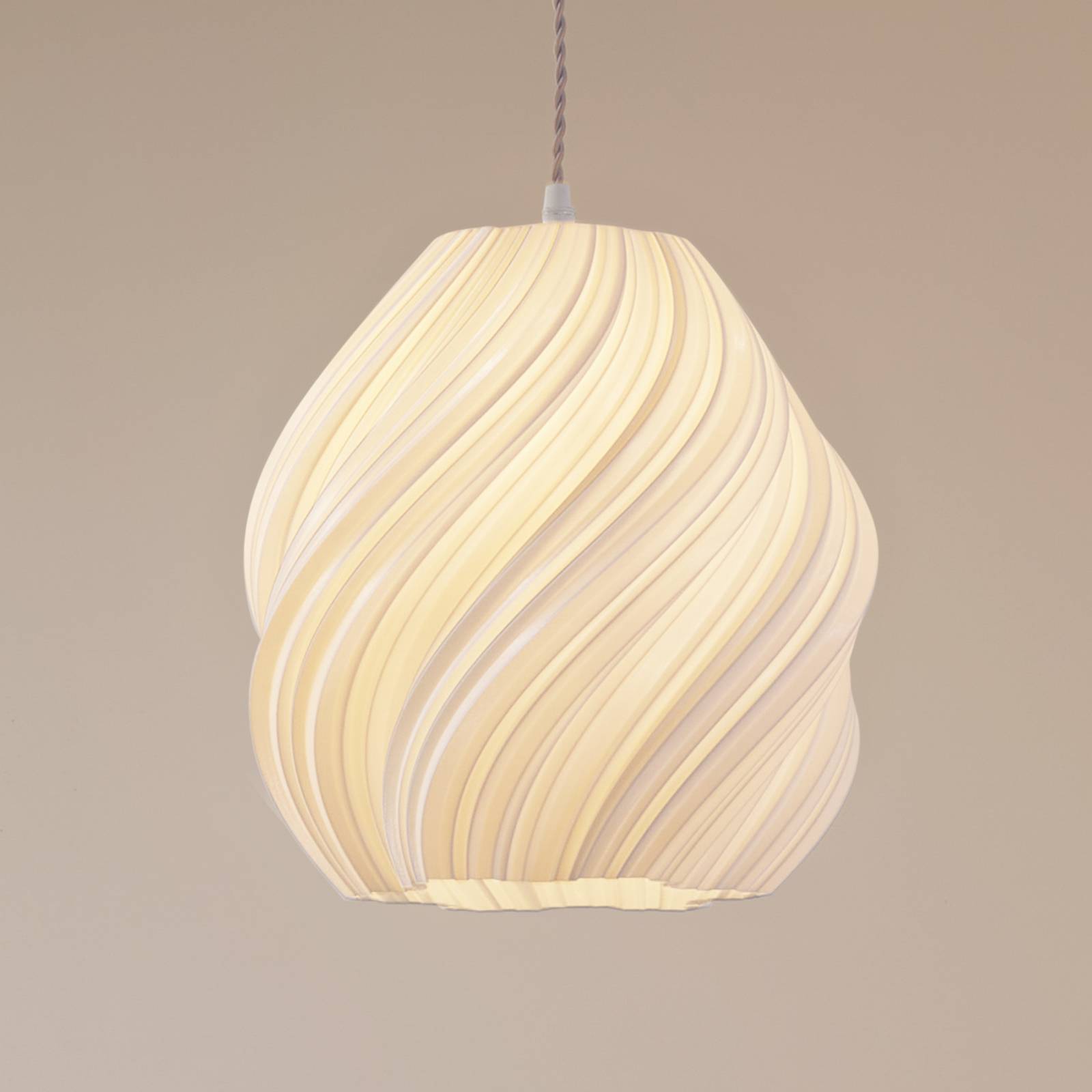 Lindby lampa wisząca Nuvia, Ø 30 cm, biała, skręcana