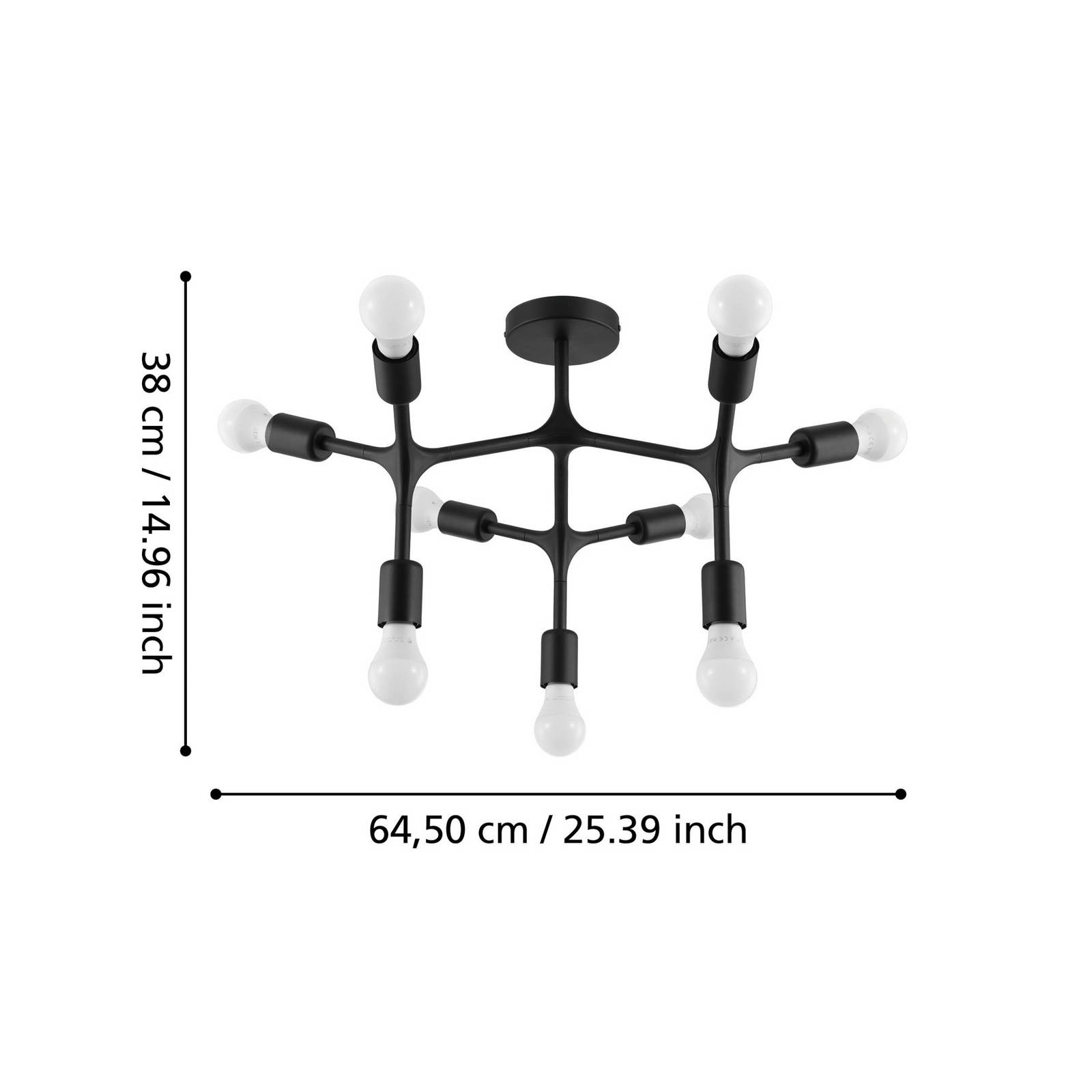  Eglo Eglo Bocadella 1 Ceiling Lamp In Black, 9-bulb 