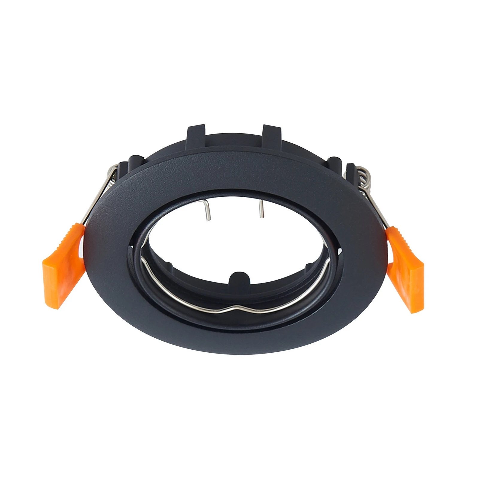 Prios plafonieră LED încastrată Fibur, negru, aluminiu, Ø 8,2 cm