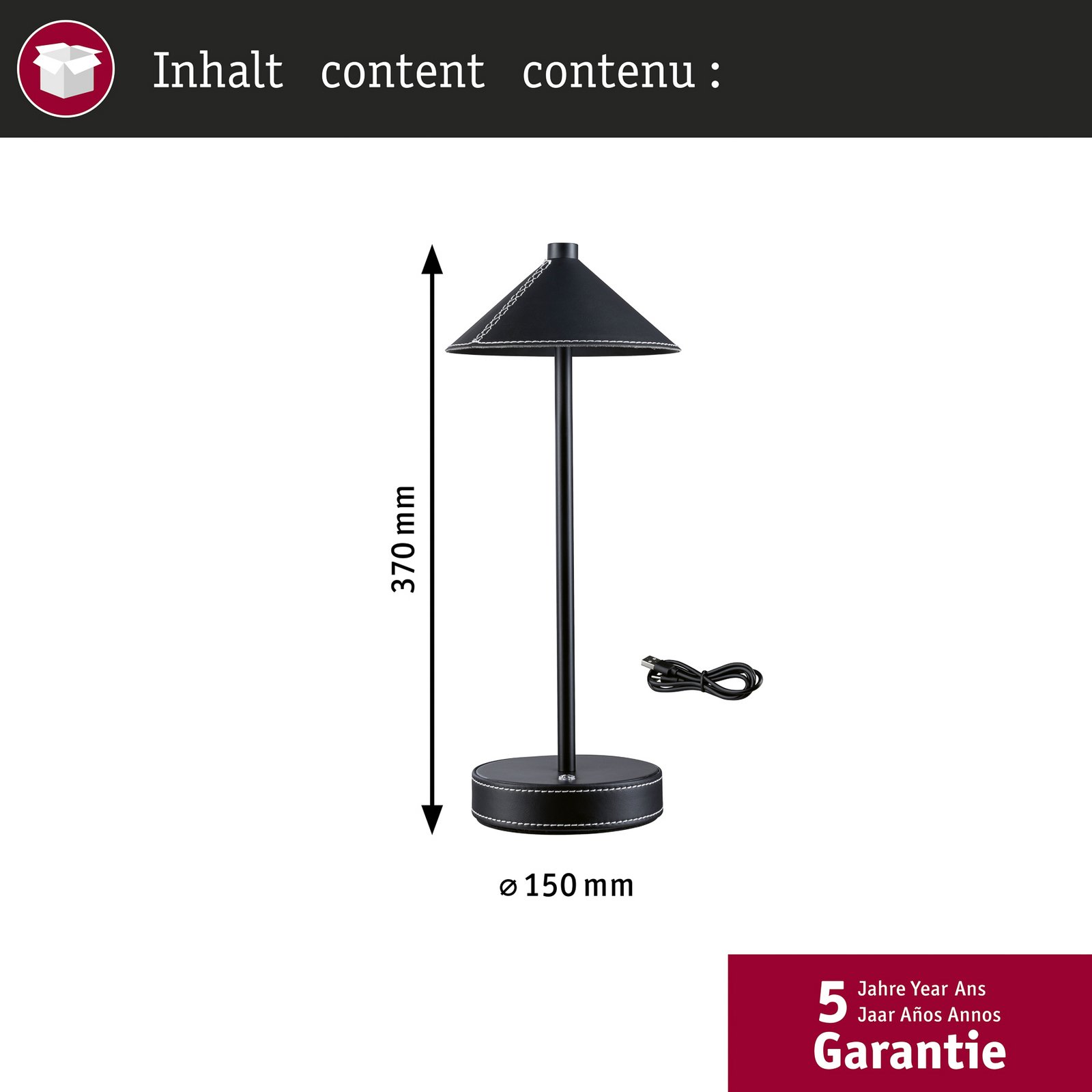 Prijenosna stolna lampa Pellini, mat crna - Paulmann Prijenosna stolna lampa Pellini, mat crna - Paulmann