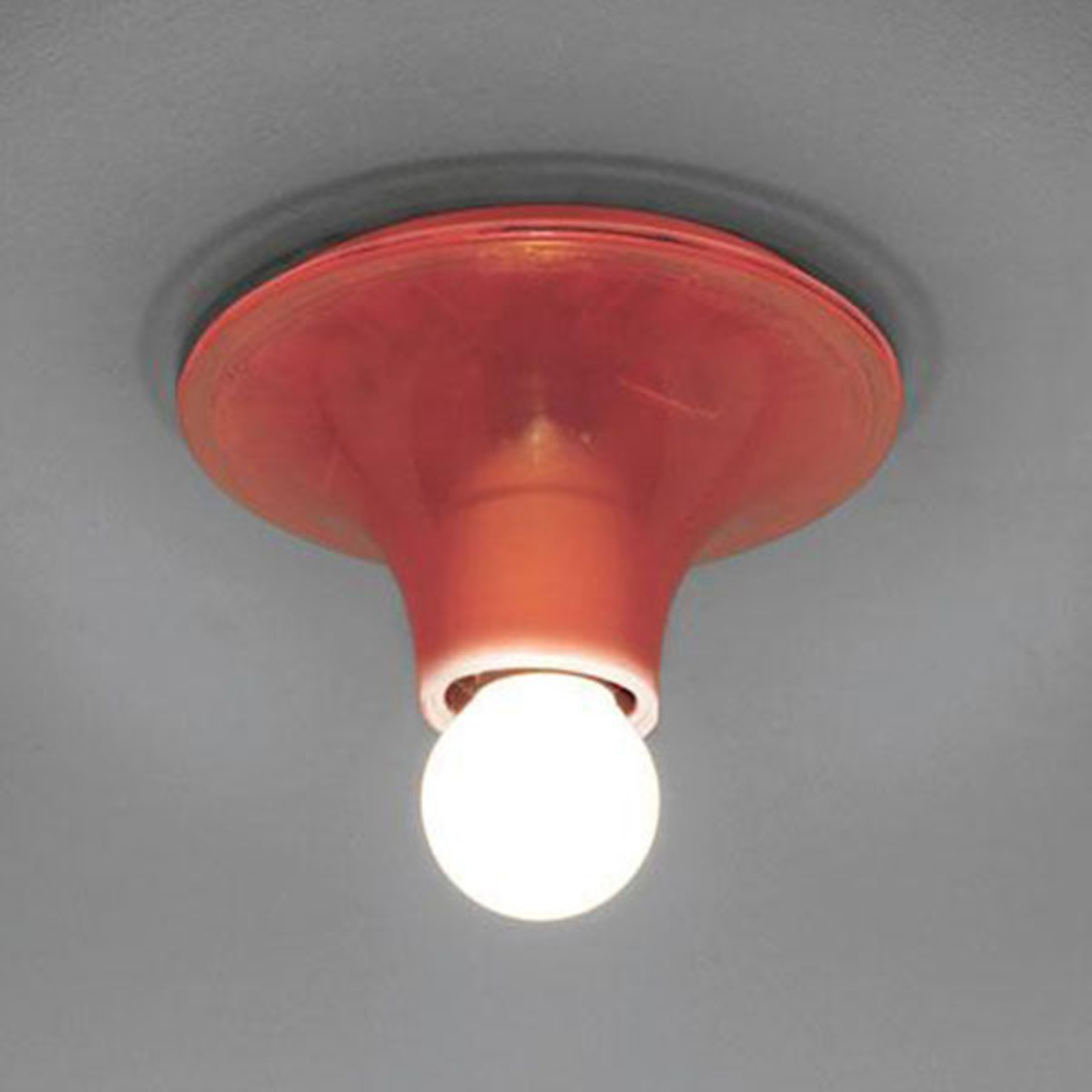 Artemide Teti designer ceiling light orange, for Living / Dining Room, polycarbonate, E27, 30 W, energy efficiency: A++, H: 7 cm