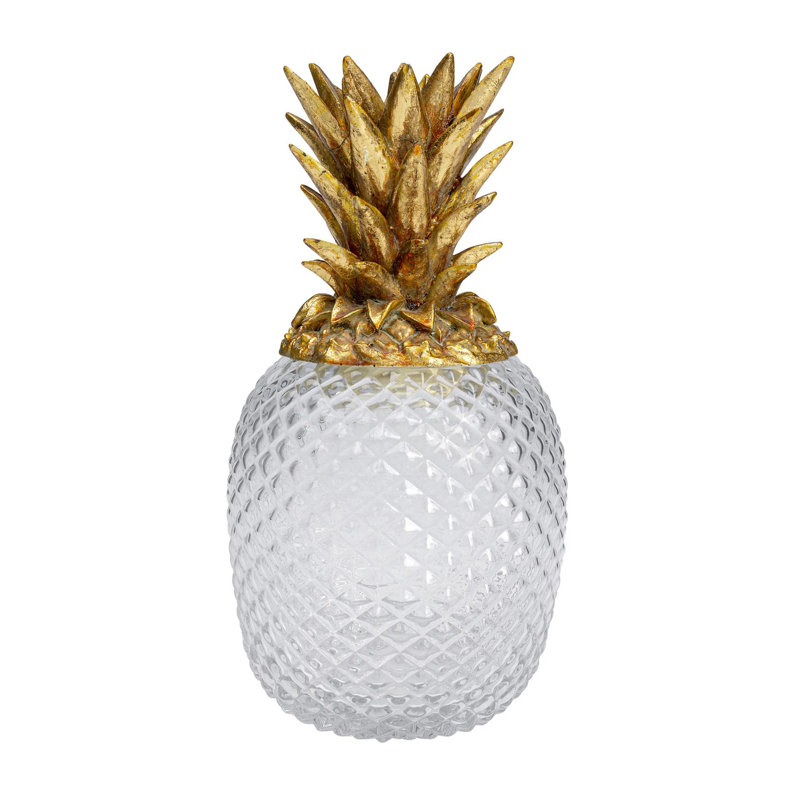 KARE decorative box Pineapple, height 31 cm, glass, clear, gold