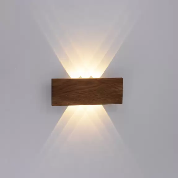 Lampenwelt Paul Neuhaus Palma LED-Wandleuchte Holz 32 cm