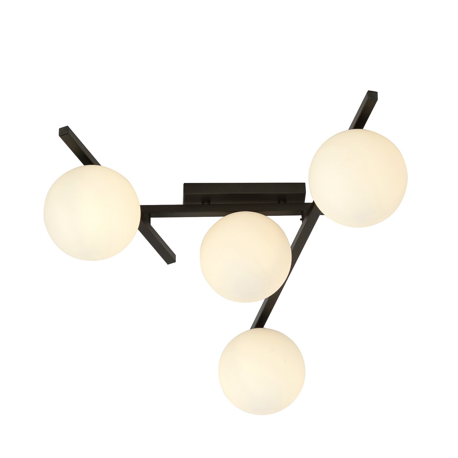 Plafonnier Smart, noir/opale, à 4 lampes