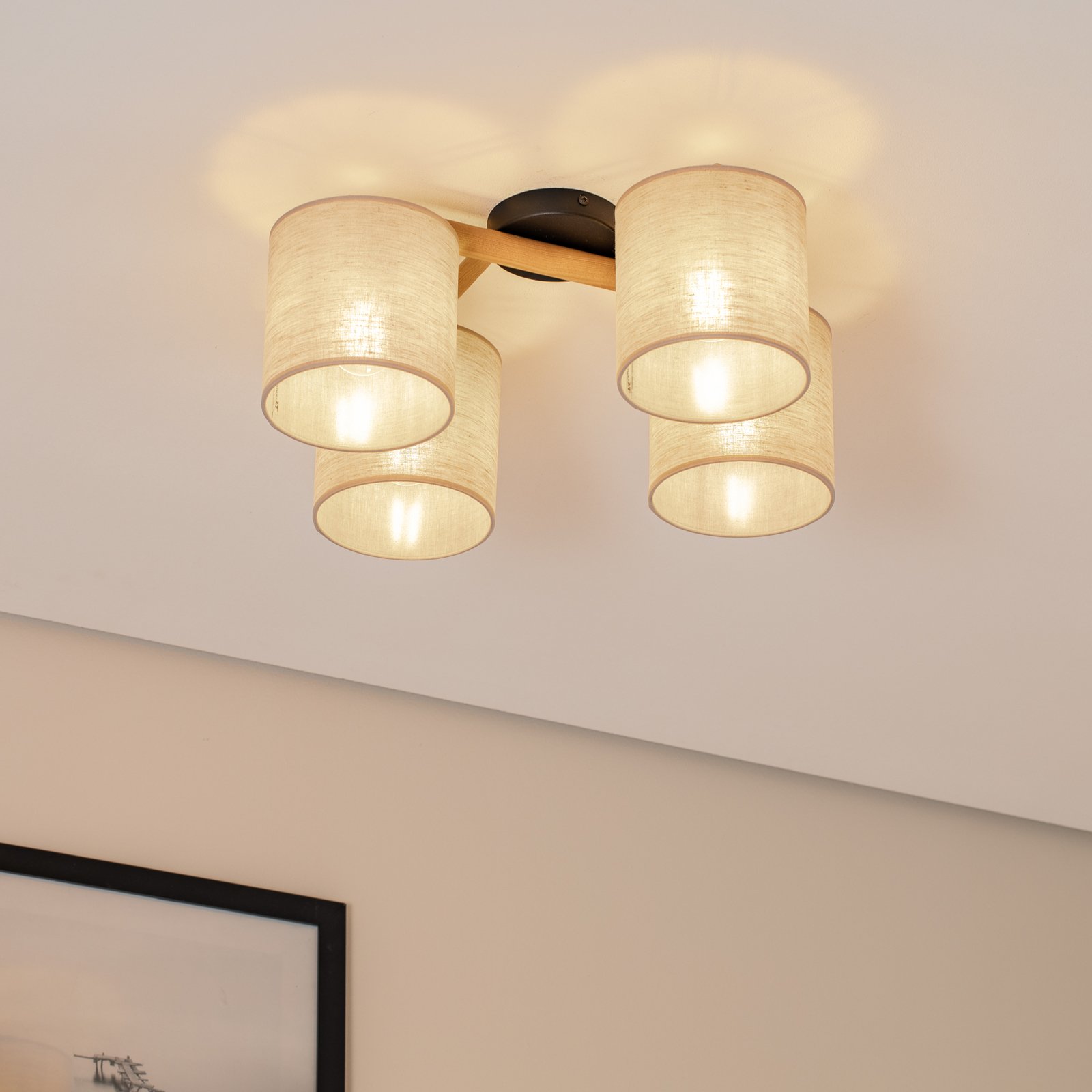 Deva ceiling lamp, 4-bulb, textile