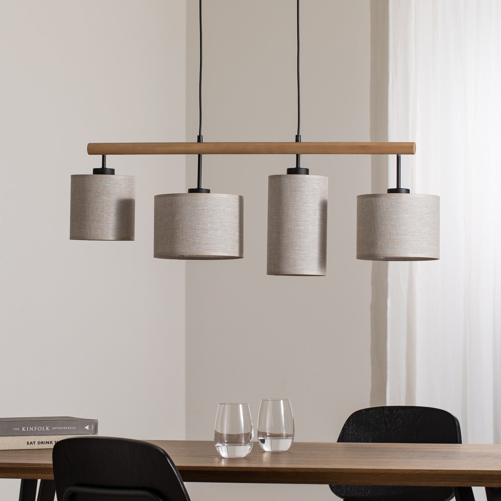 Hanglamp Deva Nature, 4-lamps, textiel