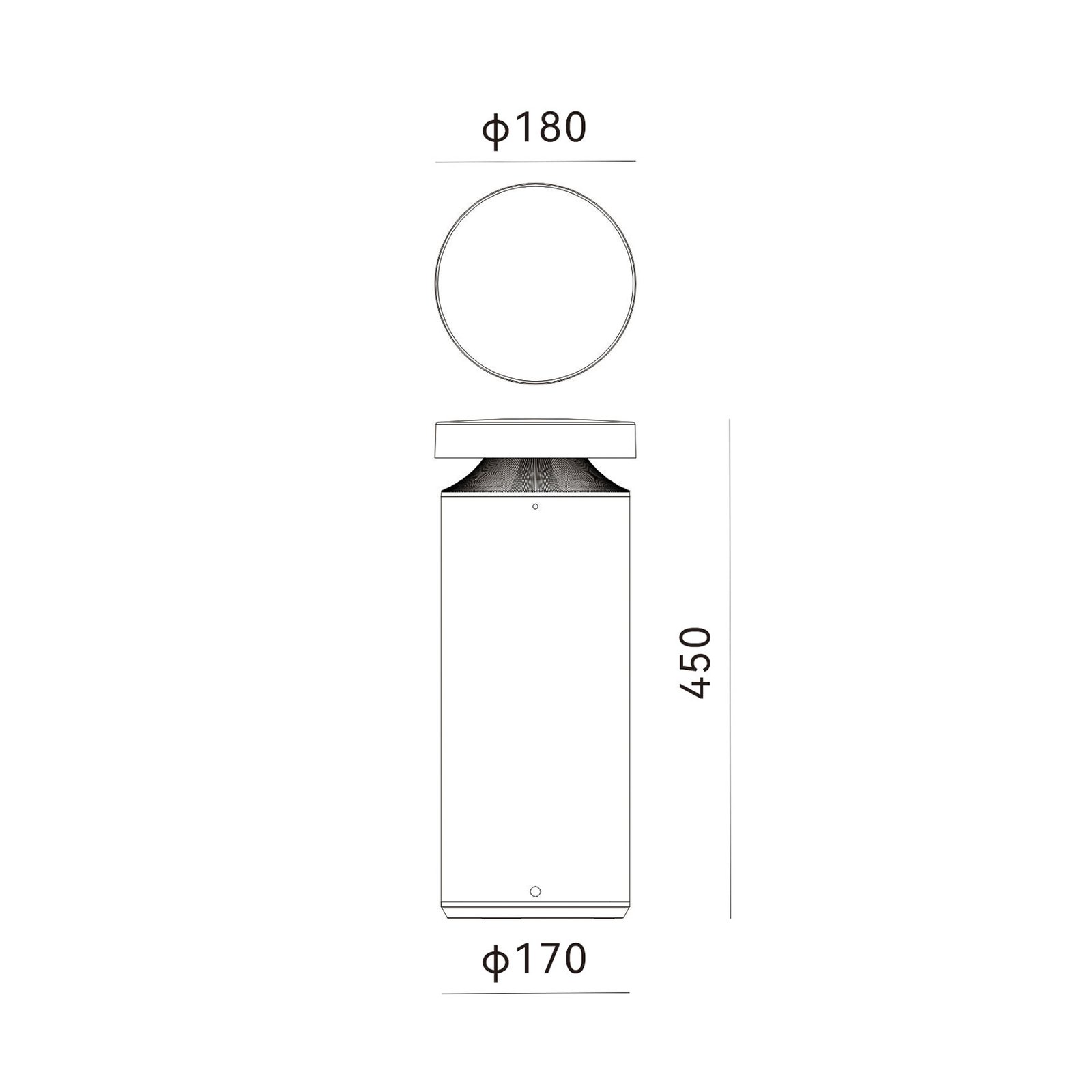 Molto Luce Lampă cu soclu LED Mona, Ø 18 cm, aluminiu, înălțime 45 cm